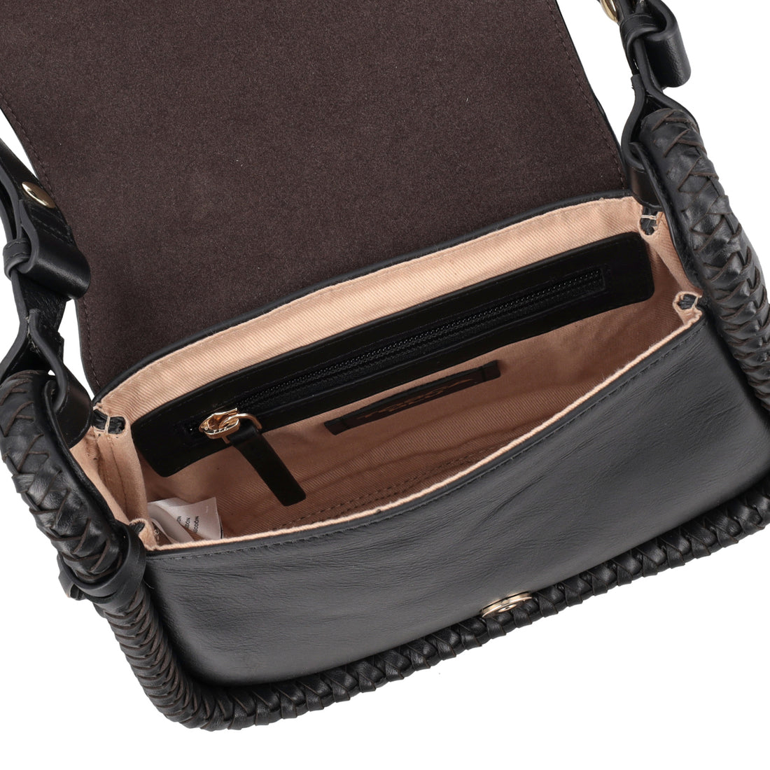 Lisbon black leather flap bag