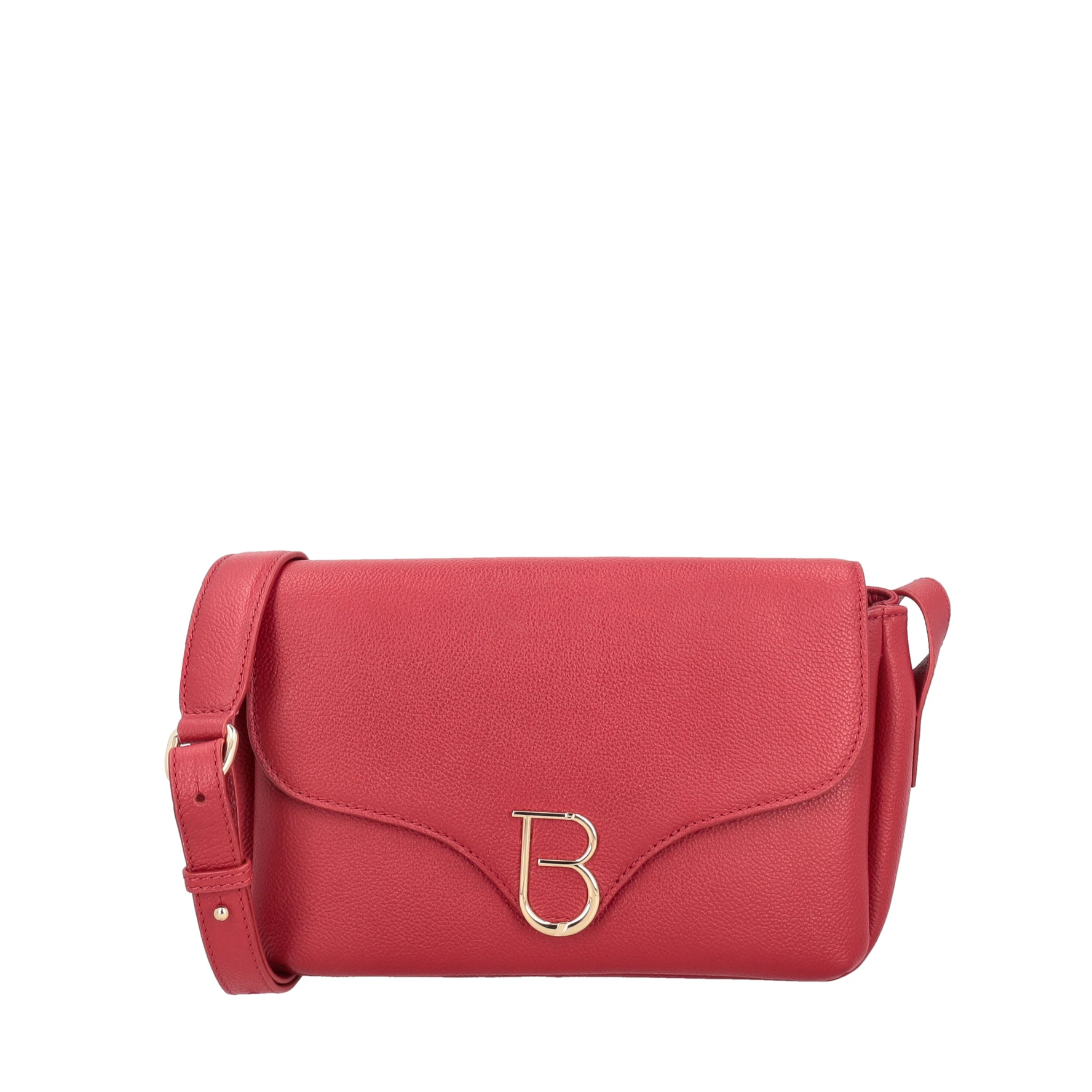 Shoulder strap with flap in red Roma leather
