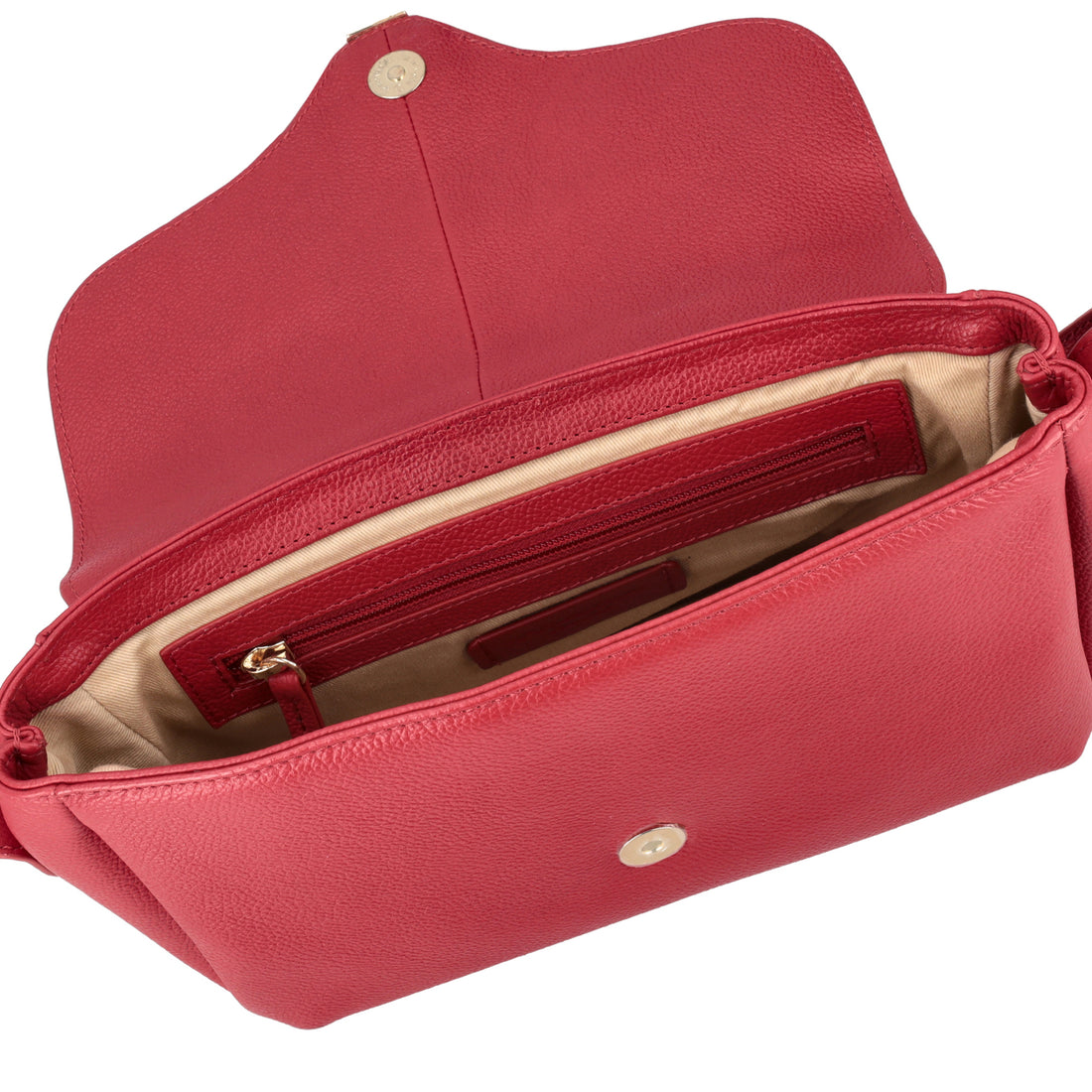 Shoulder strap with flap in red Roma leather