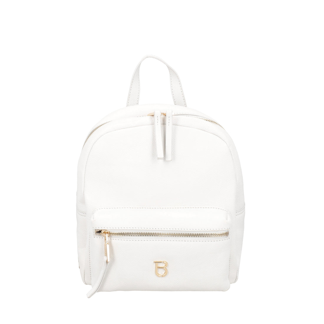 Roma leather backpack with pocket white color