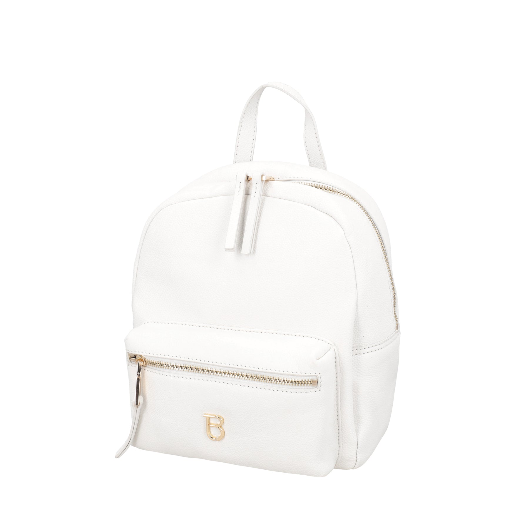 Roma leather backpack with pocket white color