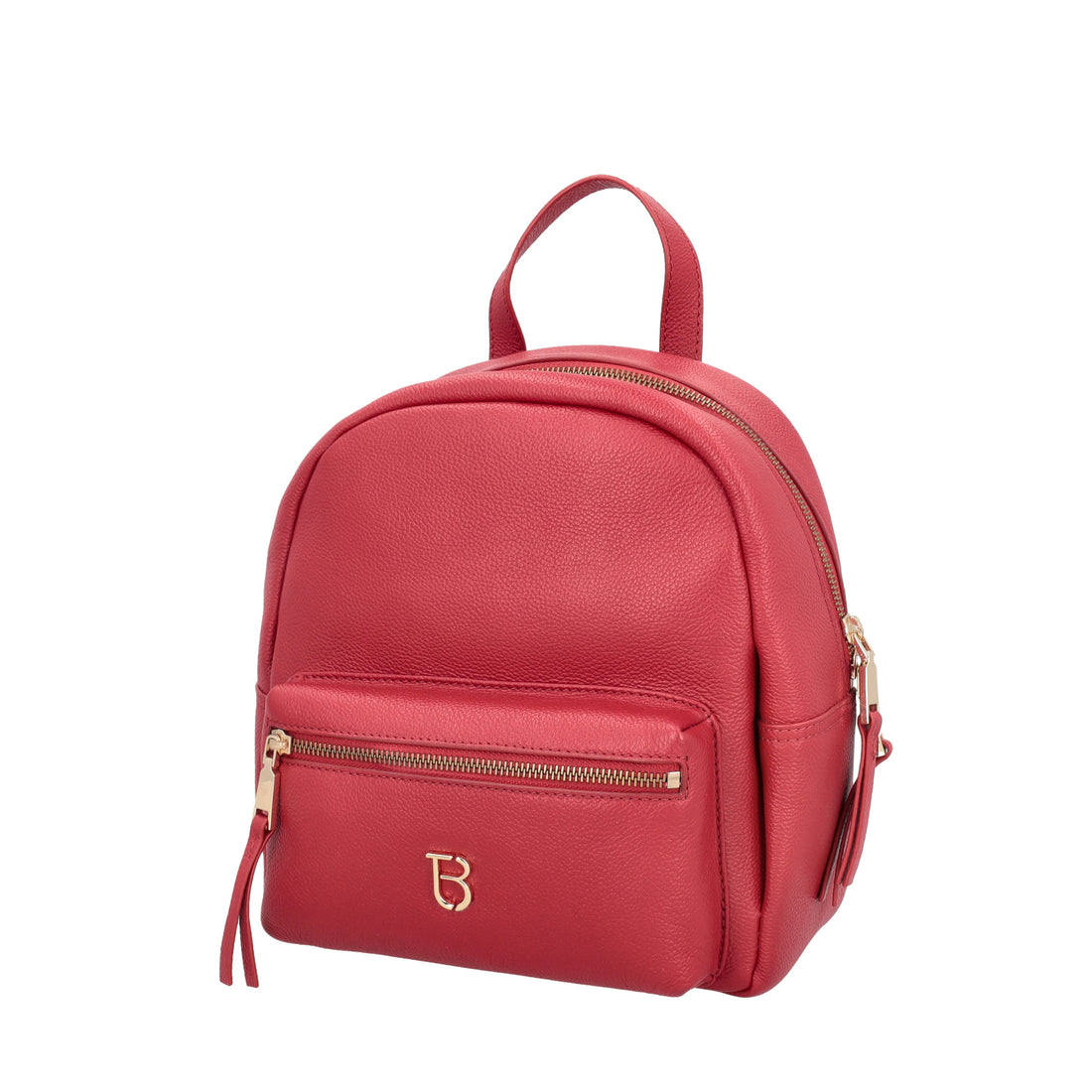 Roma leather backpack with red pocket