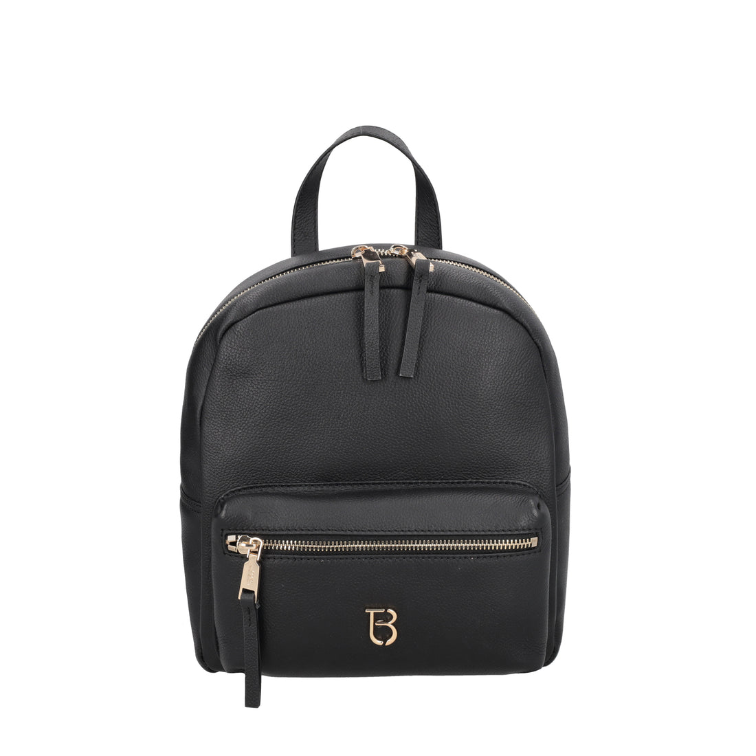 Roma leather backpack with pocket black color
