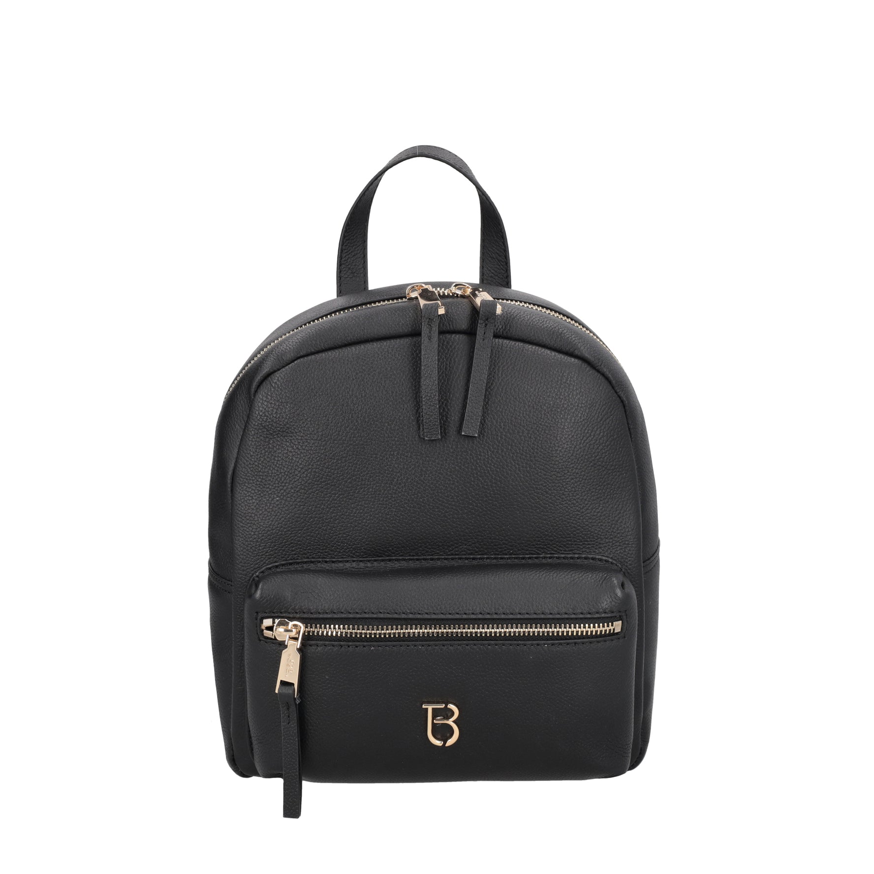 Roma leather backpack with pocket black color