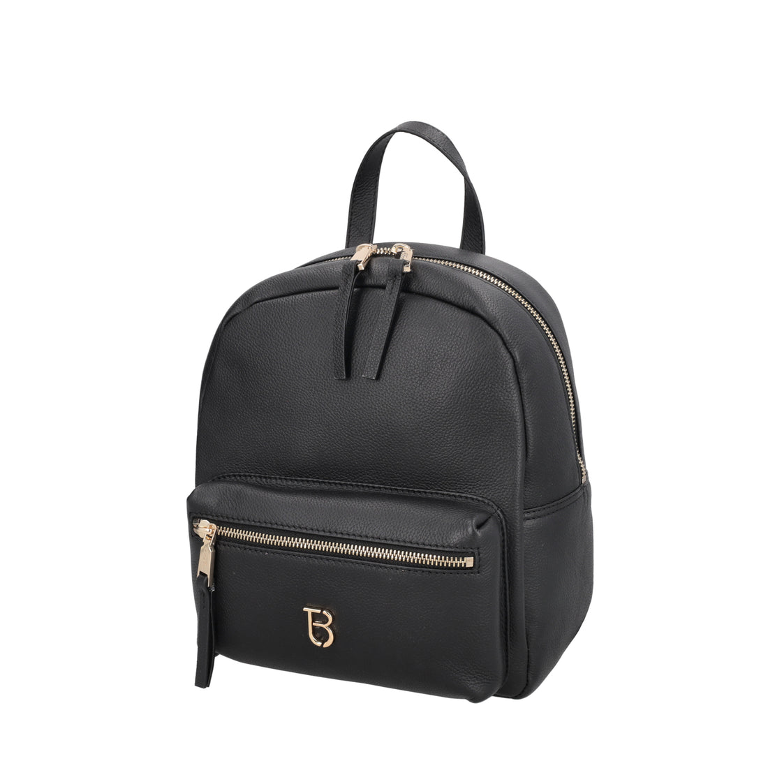 Roma leather backpack with pocket black color