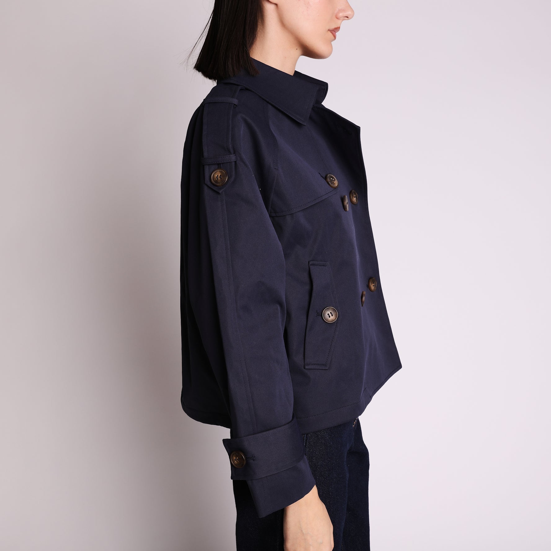 Trench corto doppio petto Te' Verde colore blu