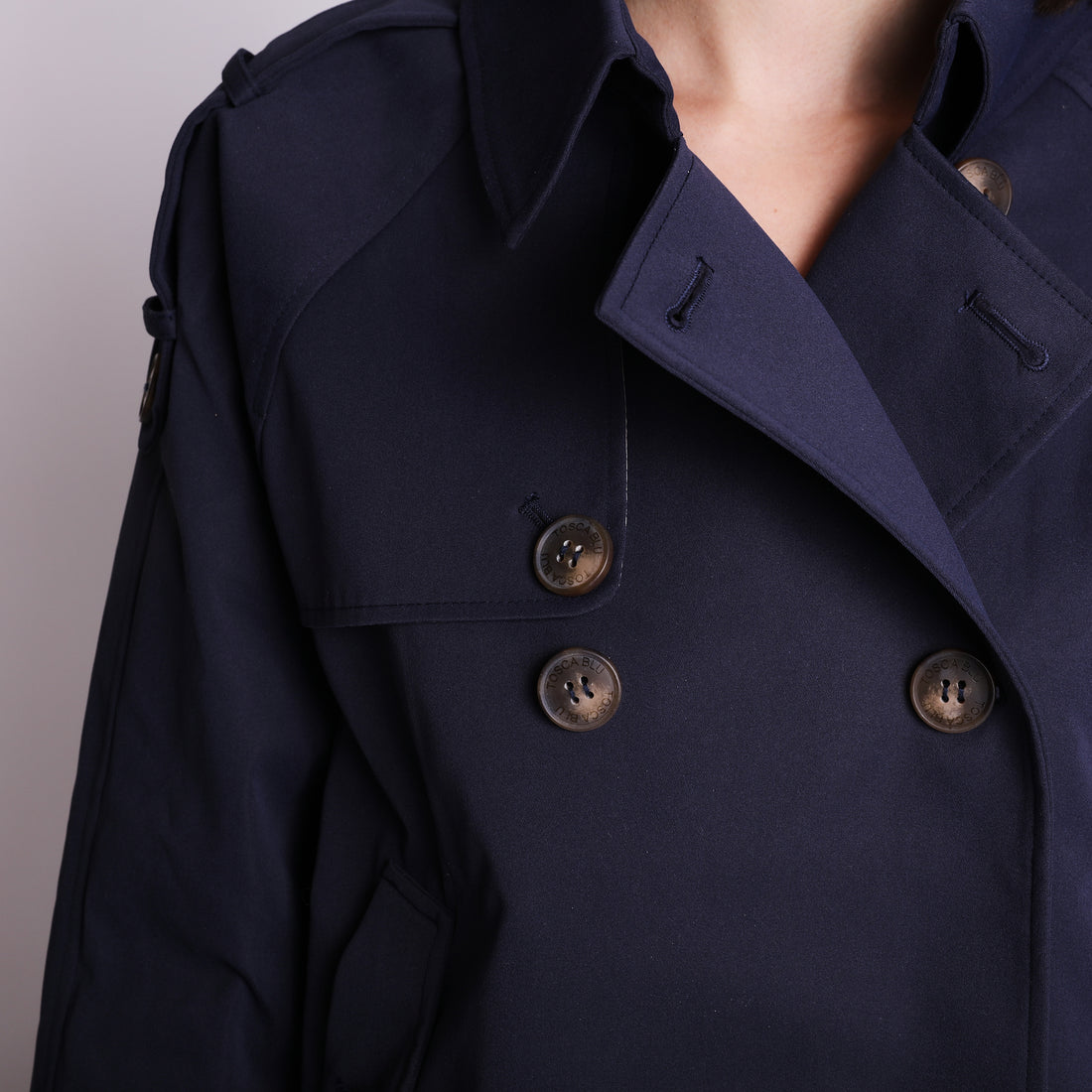 Trench corto doppio petto Te' Verde colore blu