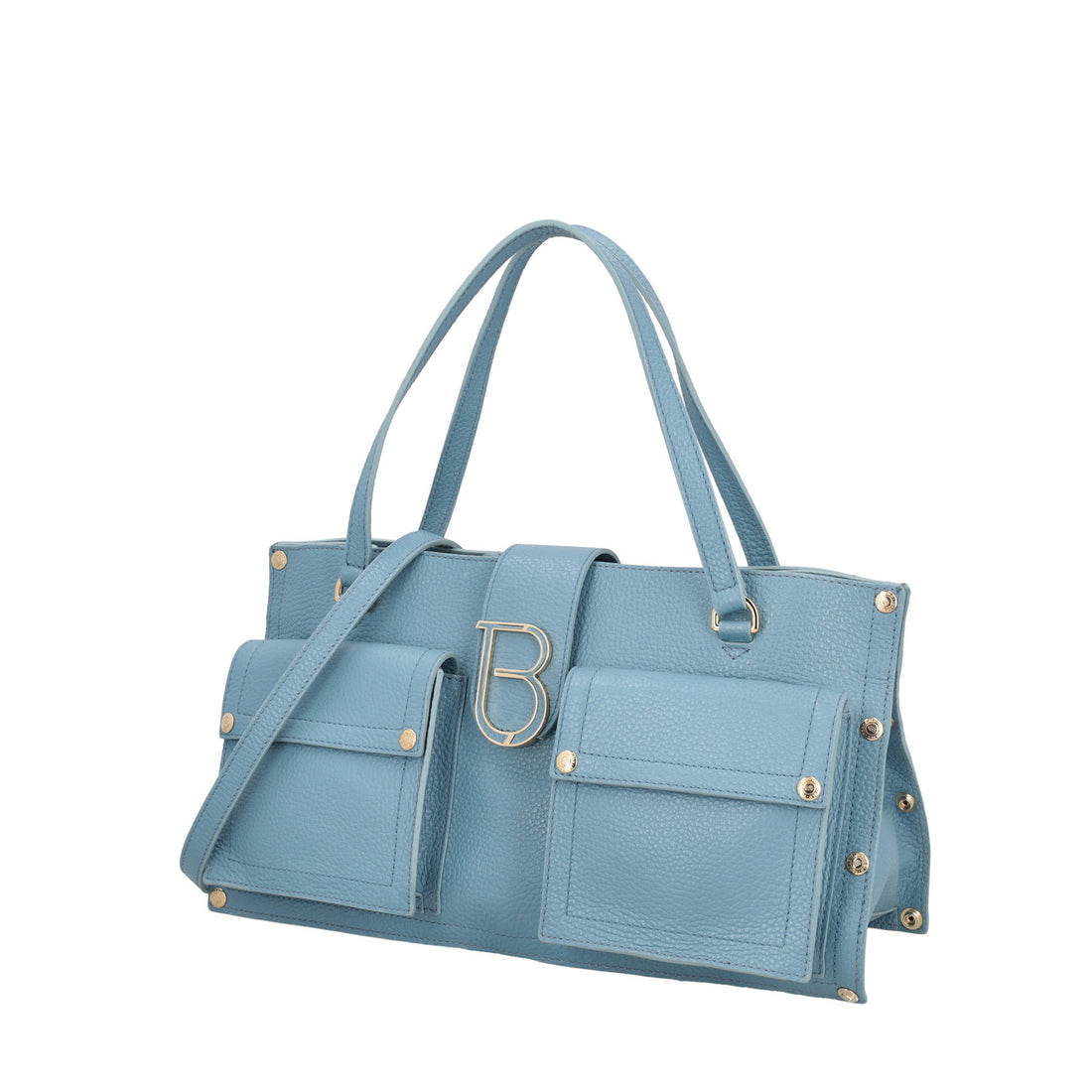 Borsa a mano grande Elodie bag con tasche colore azzurro