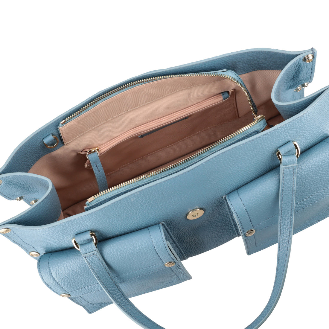 Borsa a mano grande Elodie bag con tasche colore azzurro