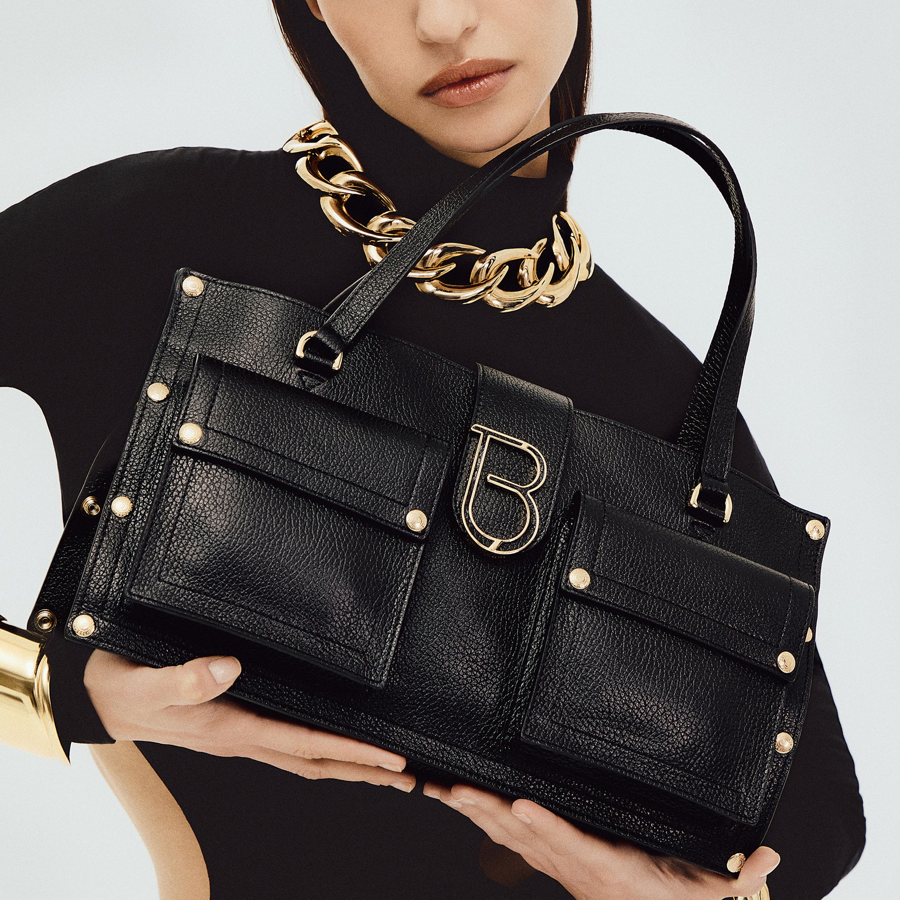 Borsa a mano grande Elodie bag con tasche colore nero