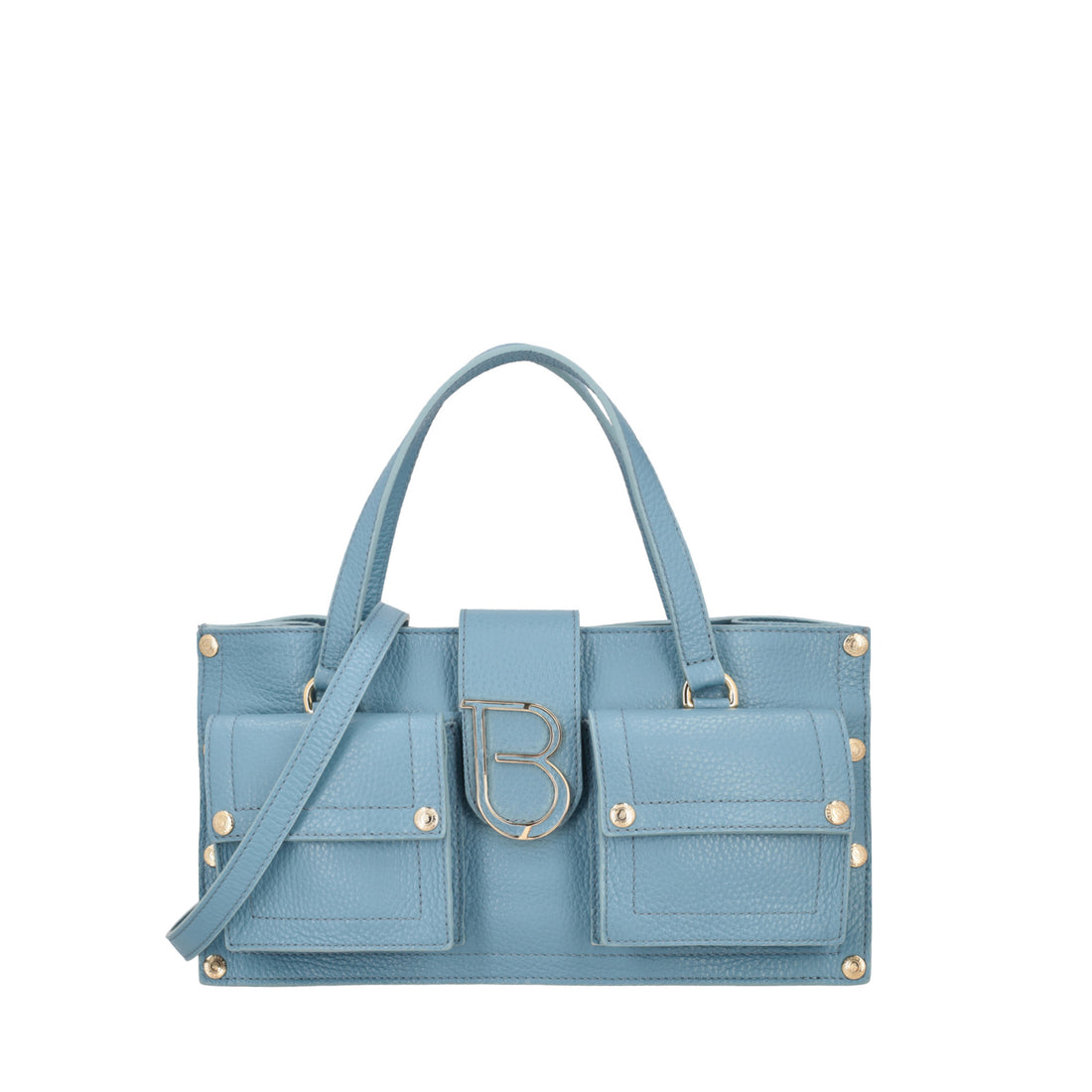 Borsa a mano Elodie con tasche colore azzurro