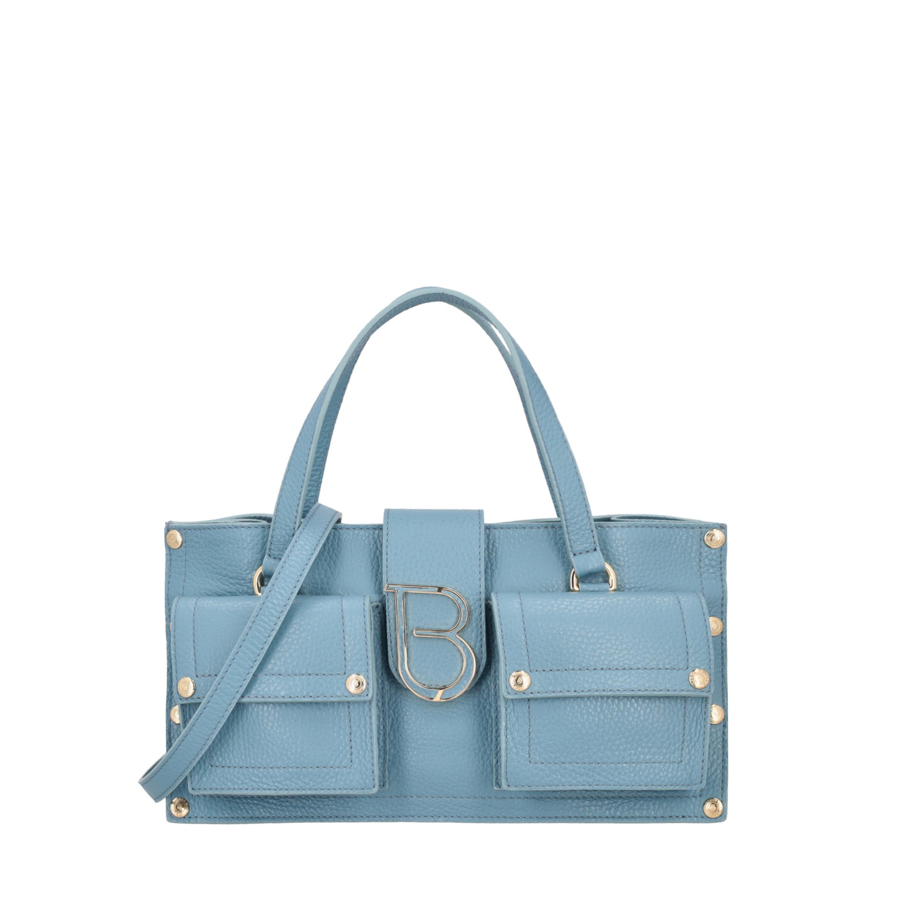 Borsa a mano Elodie con tasche colore azzurro