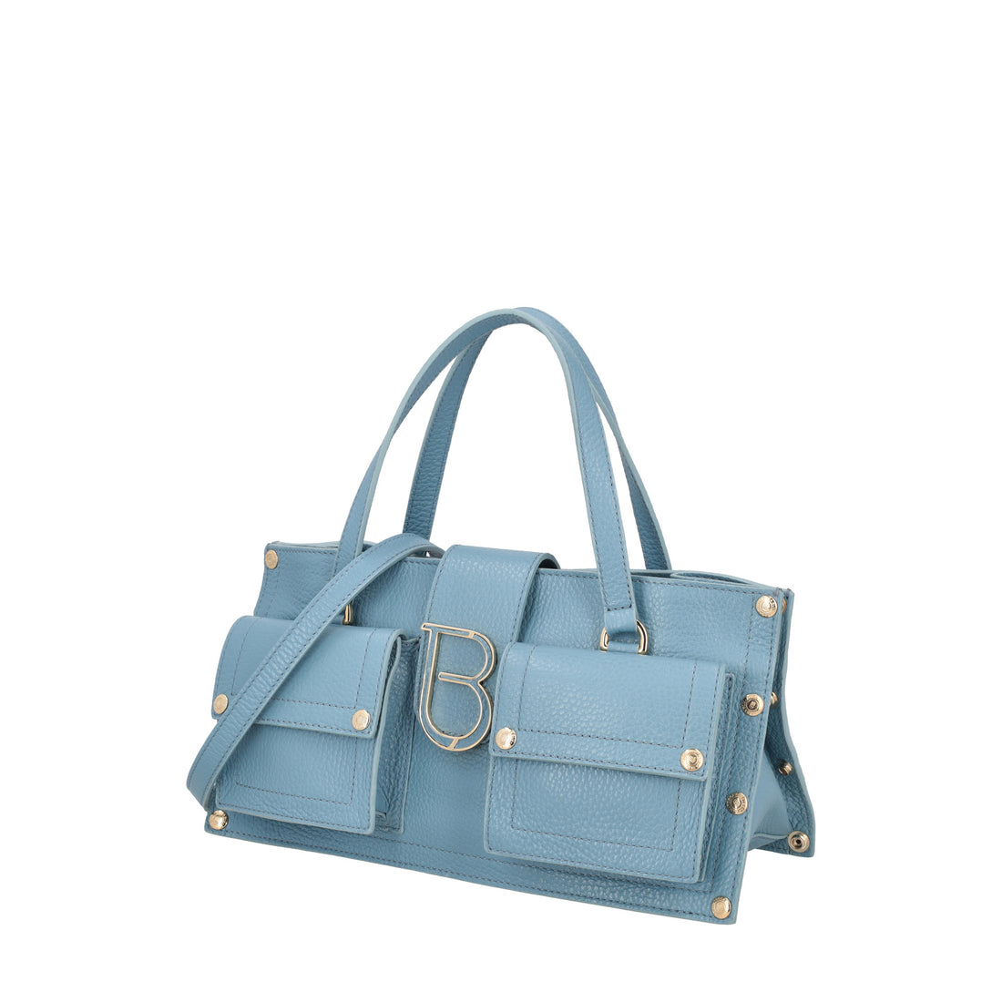Borsa a mano Elodie con tasche colore azzurro