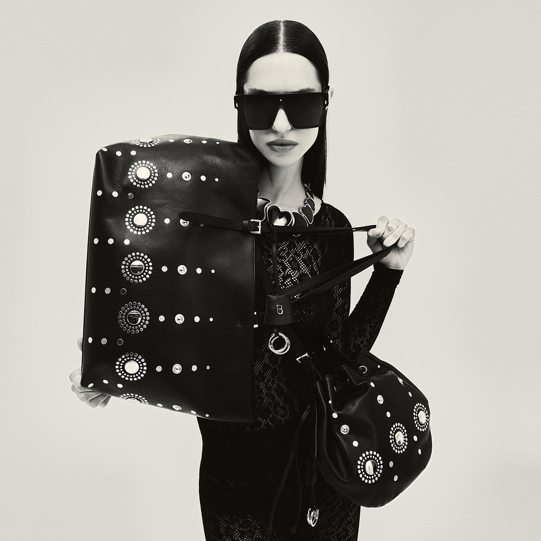 Ibiza shopping bag with black studs