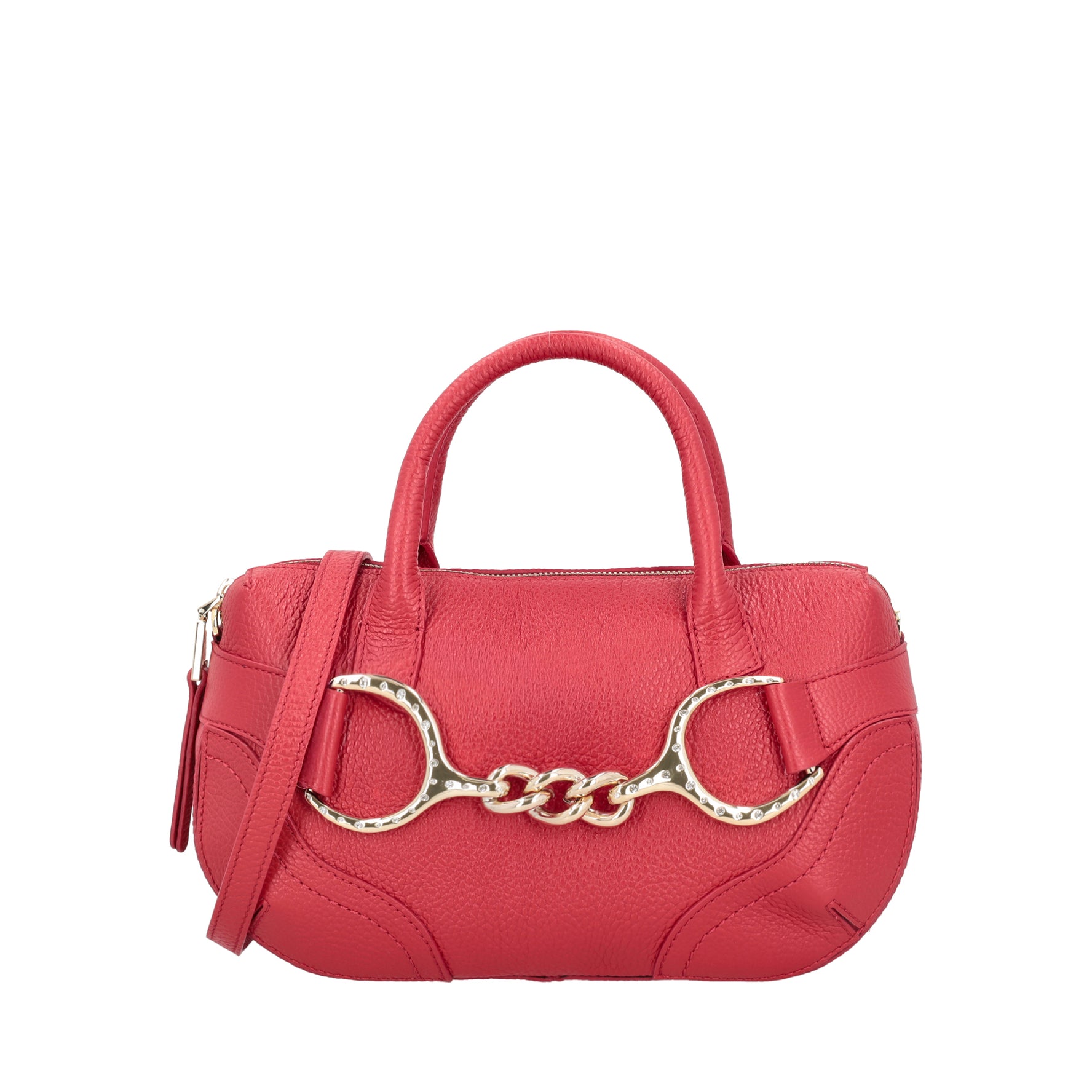 Bauletto Cecilia in pelle con staffa colore rosso