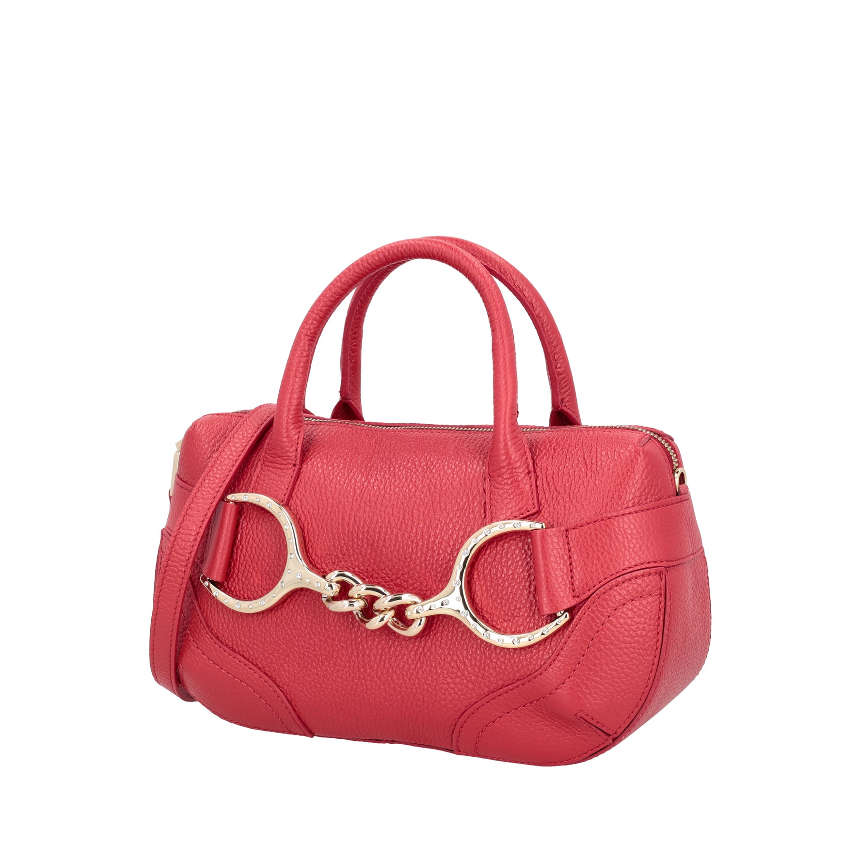 Bauletto Cecilia in pelle con staffa colore rosso