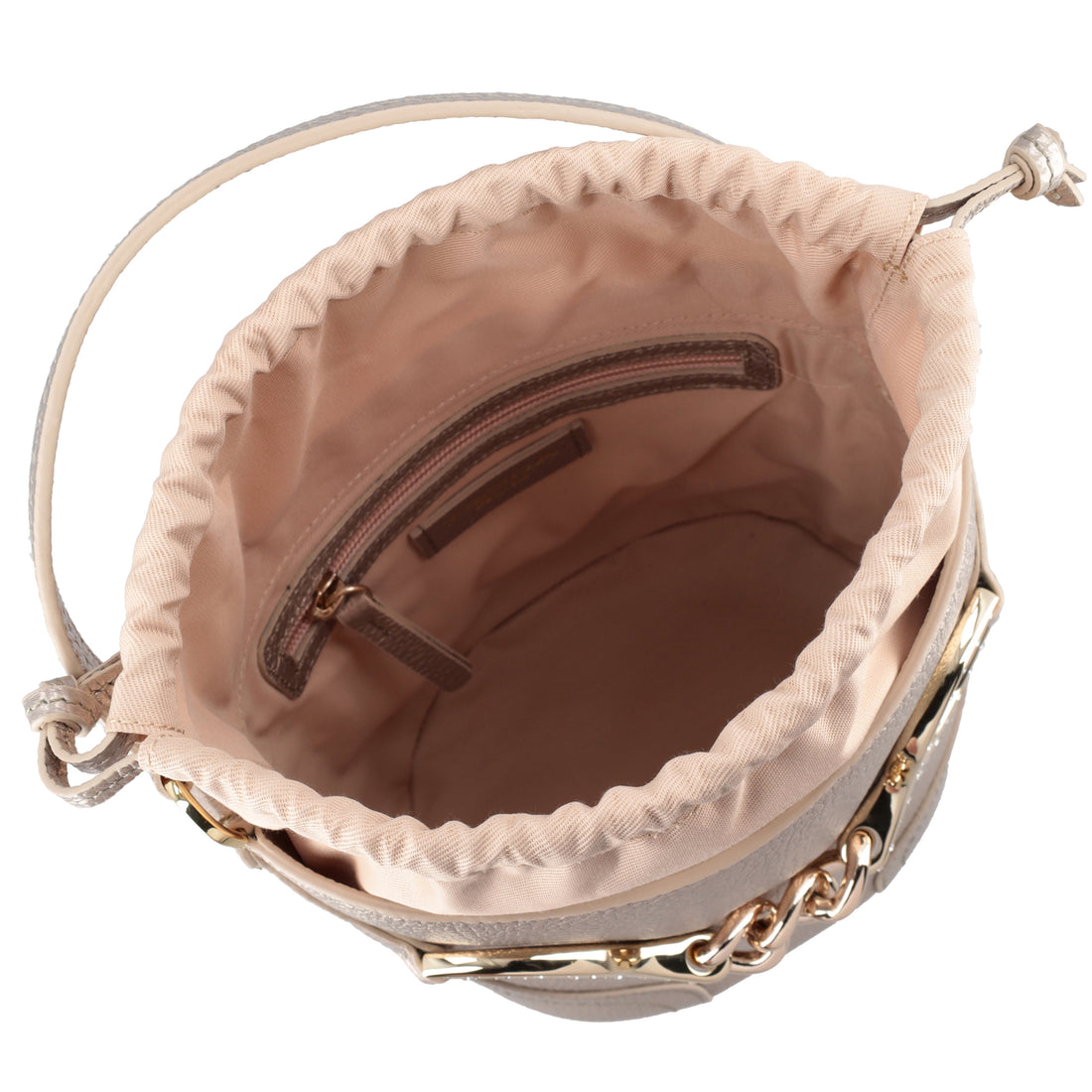 Secchiello Cecilia in pelle con staffa colore oro