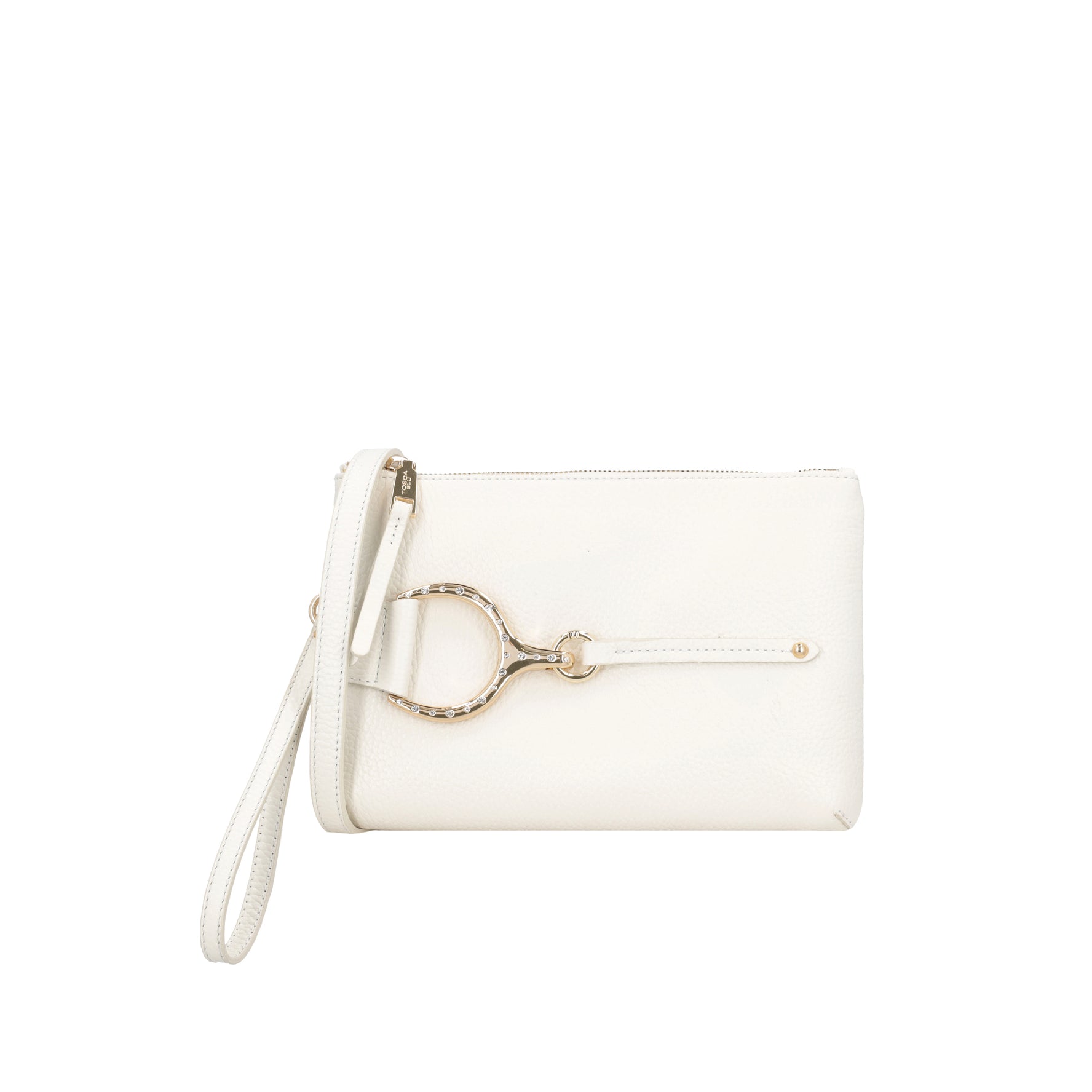 Tracollina Cecilia in pelle con accessorio colore avorio