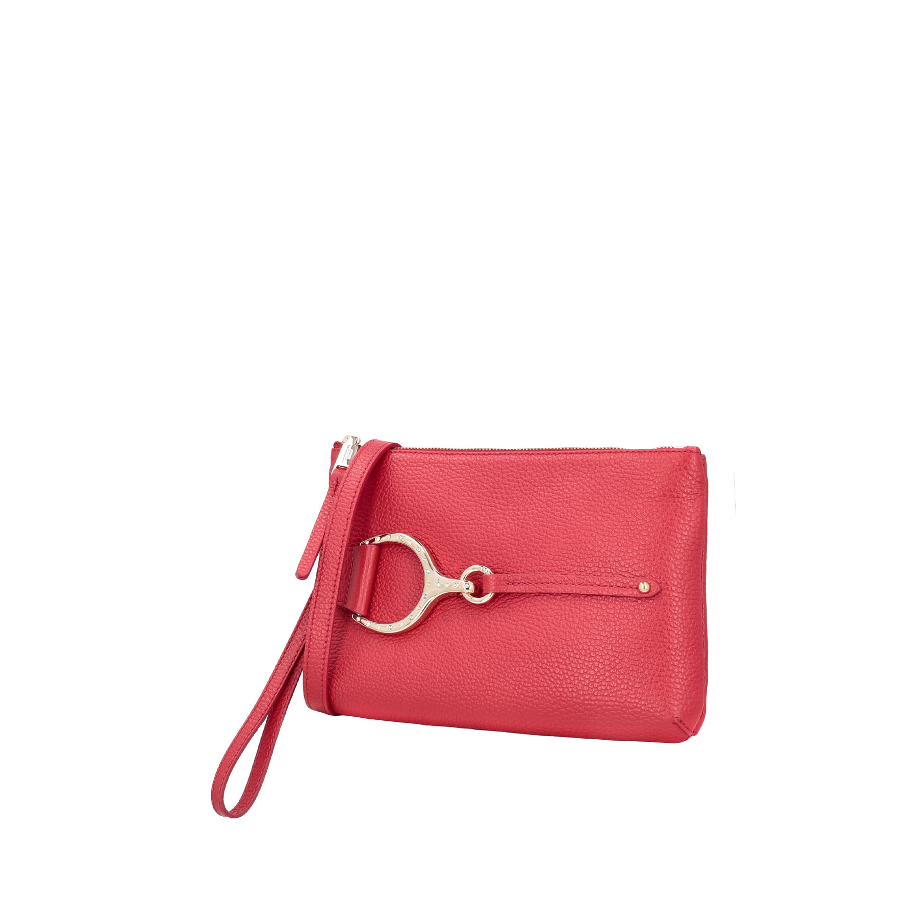 Tracollina Cecilia in pelle con accessorio colore rosso