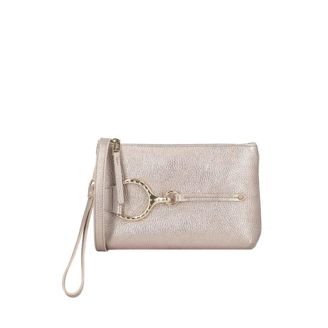 Cecilia leather shoulder bag with gold-colored accessory