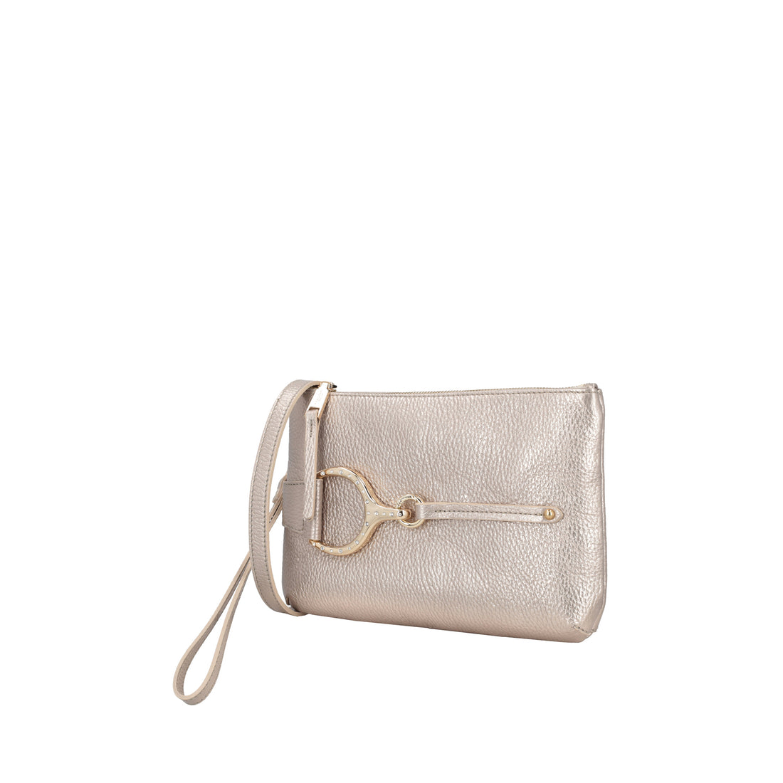 Cecilia leather shoulder bag with gold-colored accessory