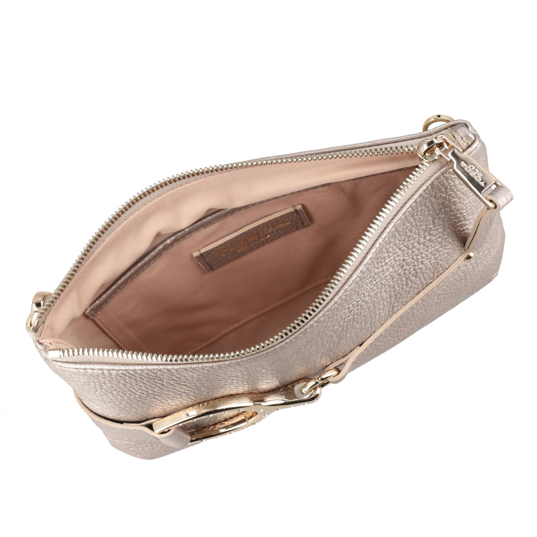 Cecilia leather shoulder bag with gold-colored accessory