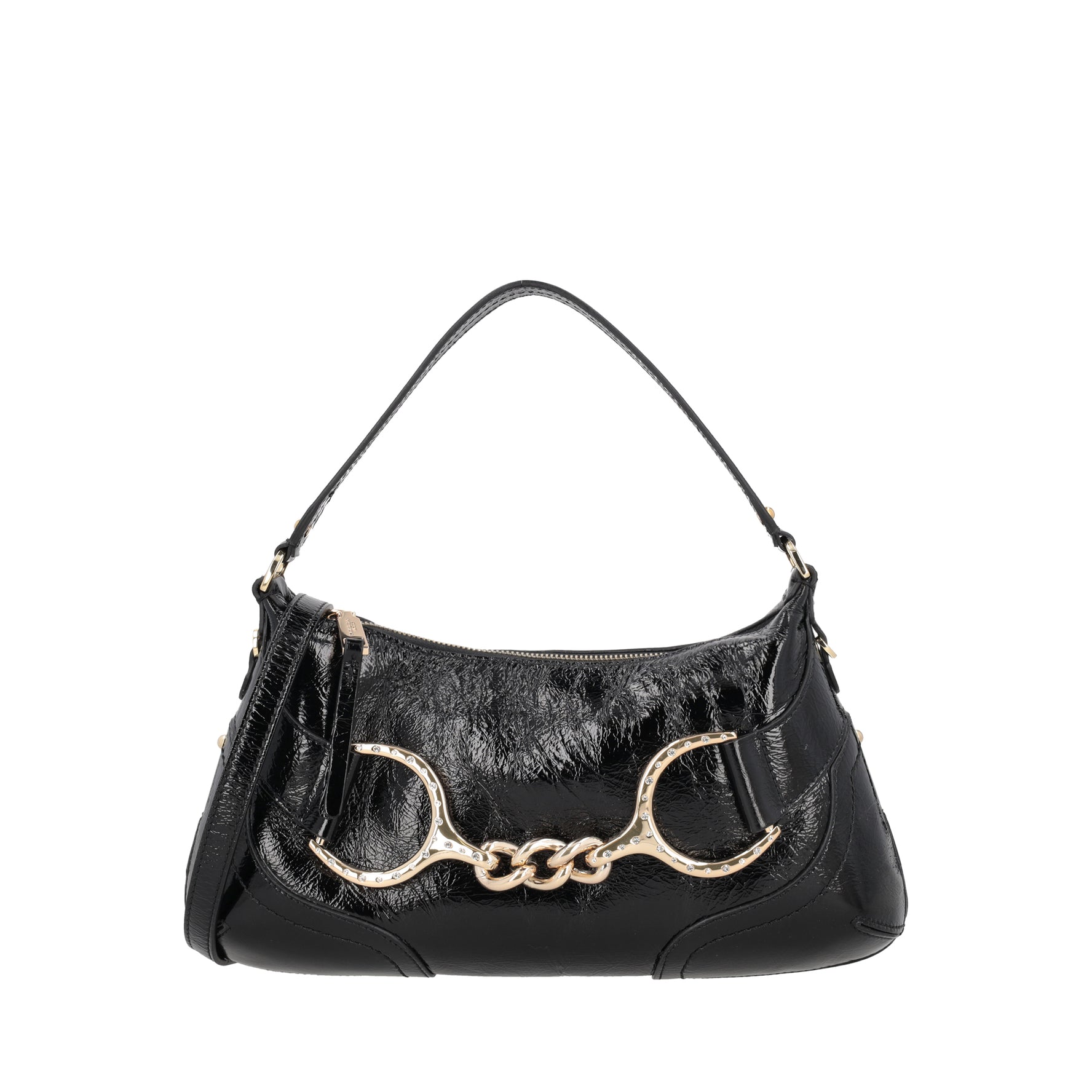 Tracolla Cecilia in pelle con staffa colore nero