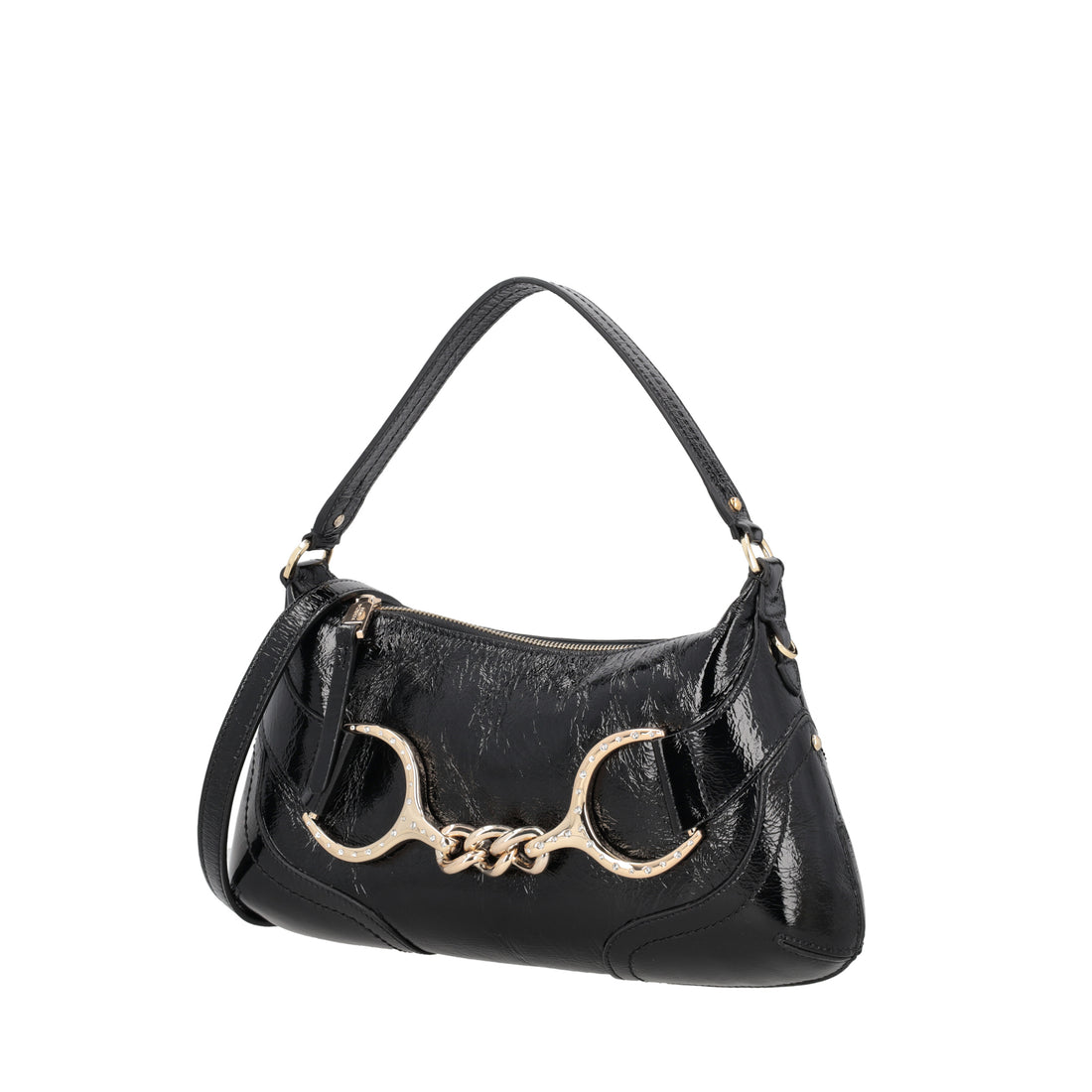 Tracolla Cecilia in pelle con staffa colore nero