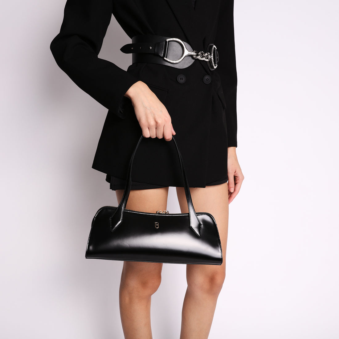 Borsa a spalla Hollywood in pelle colore nero