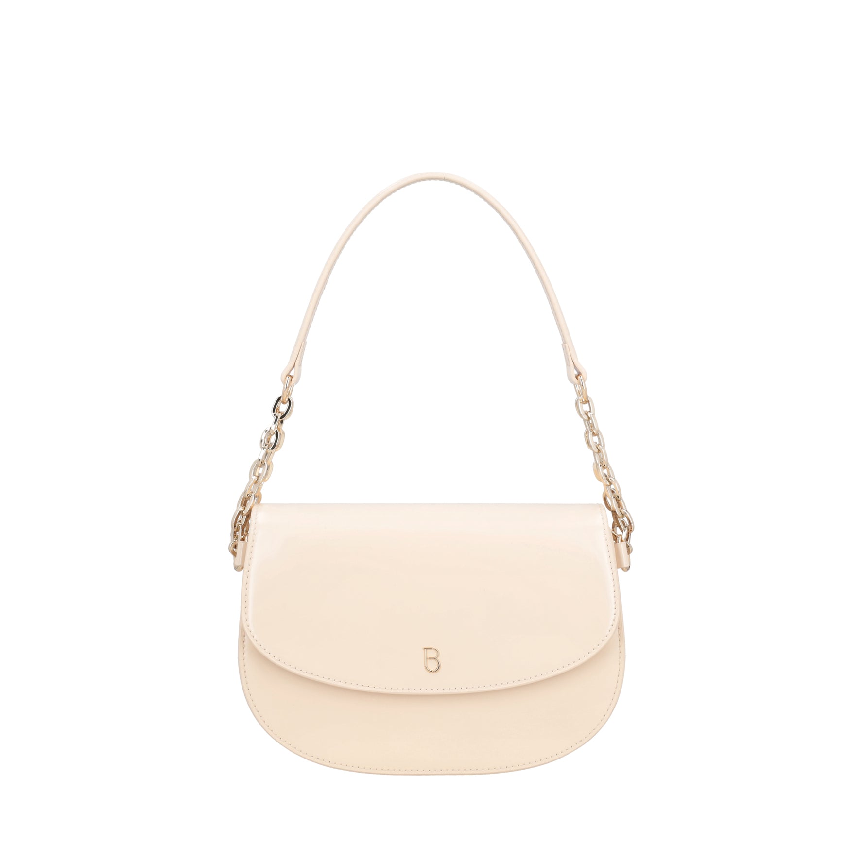 Hollywood leather shoulder bag with ivory flap