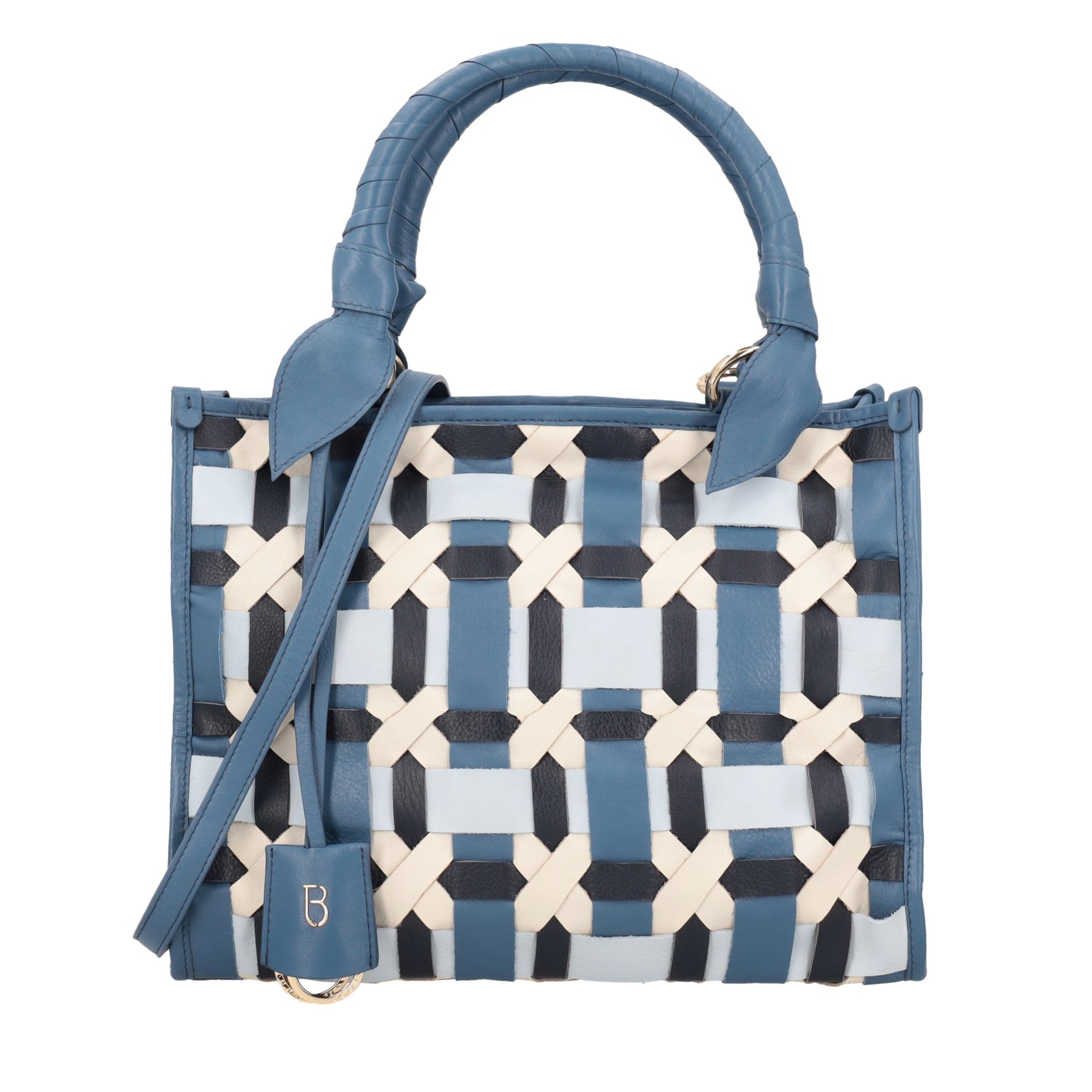 Shopping in pelle intrecciata Miami colore blu