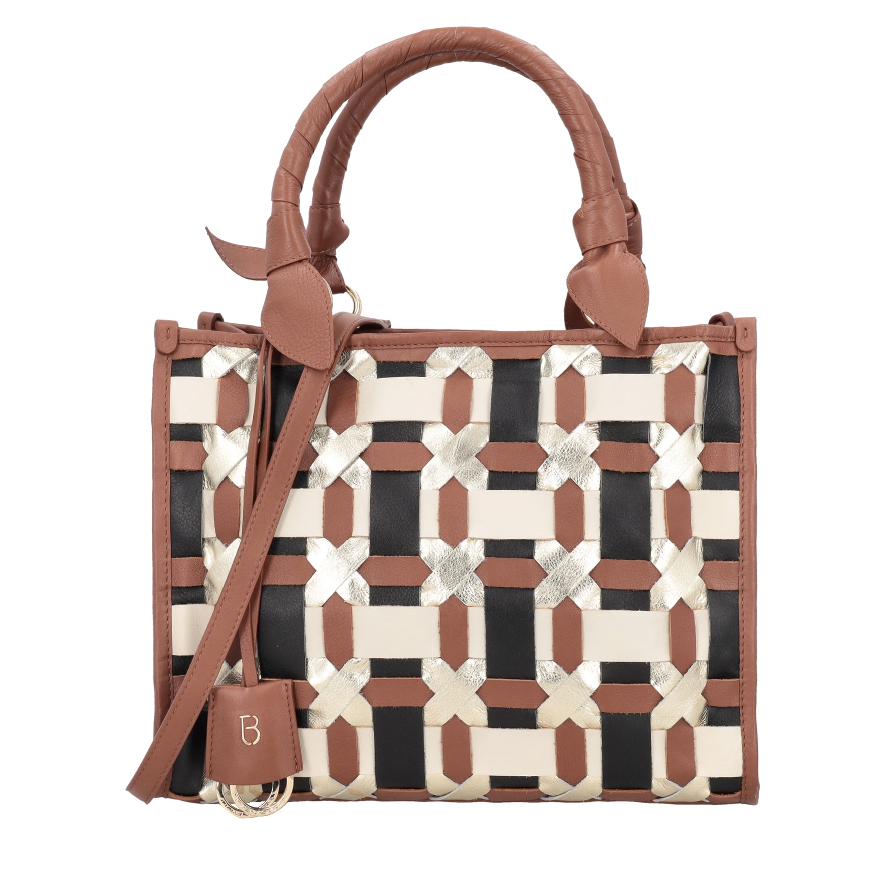 Shopping in pelle intrecciata Miami colore cuoio