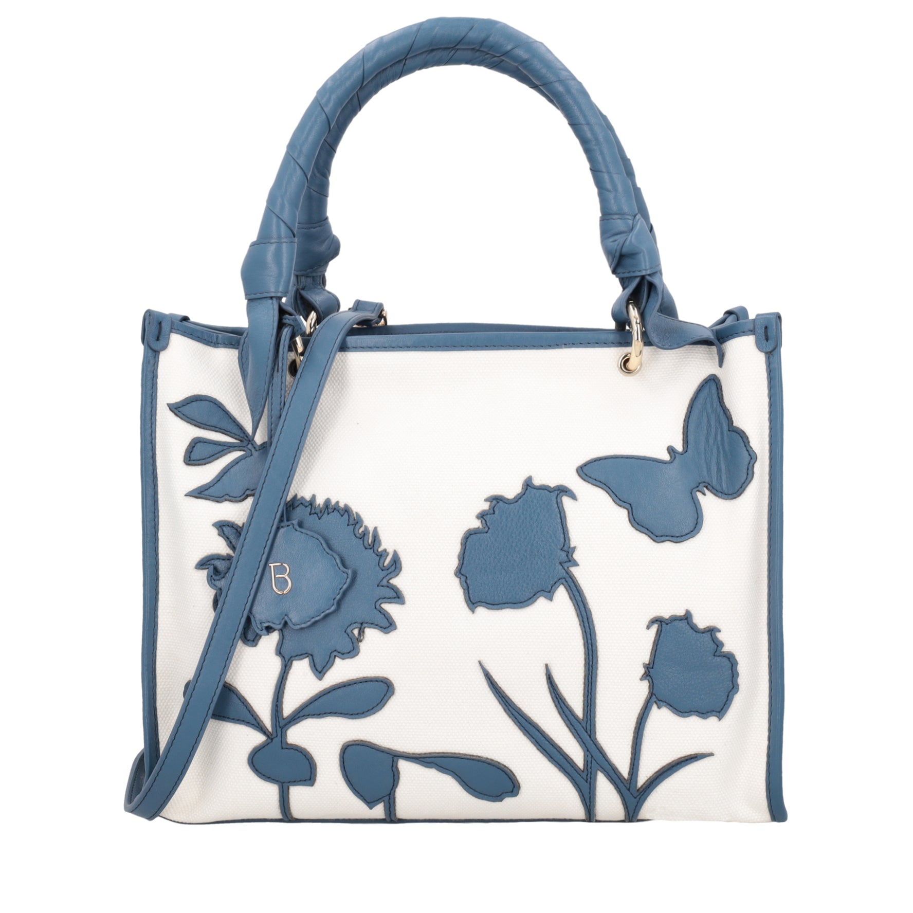 Shopping in pelle patch Miami colore blu