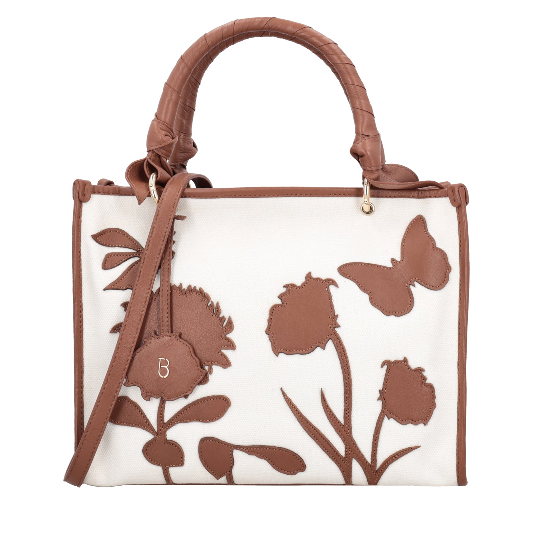 Shopping in pelle patch Miami colore cuoio