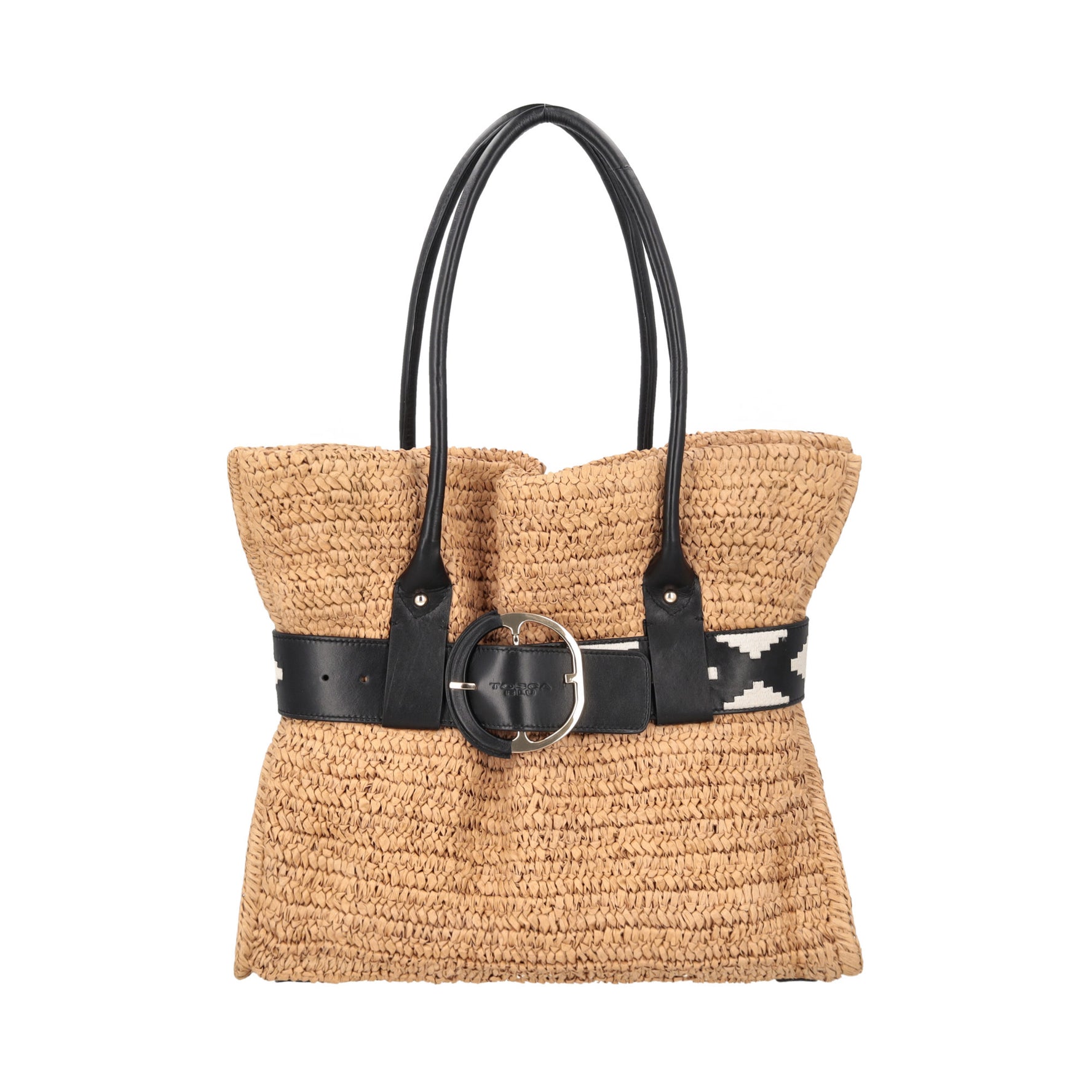 Shopping Kenya in raffia con cintura colore nero