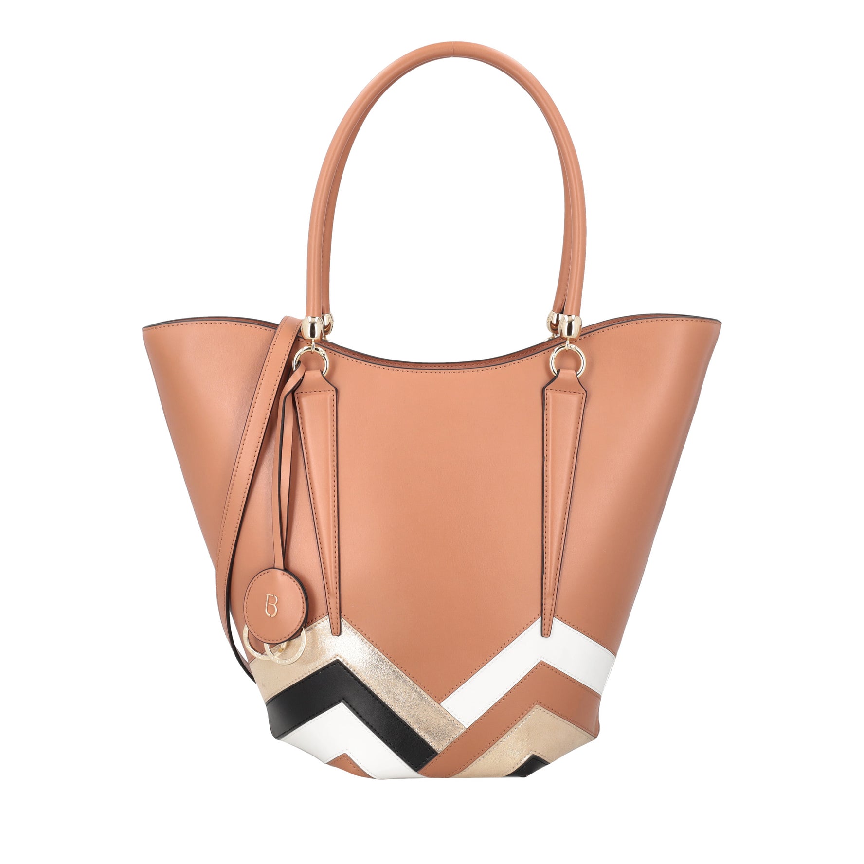 Shopping Athena con patch geometrici in pelle colore multicolor