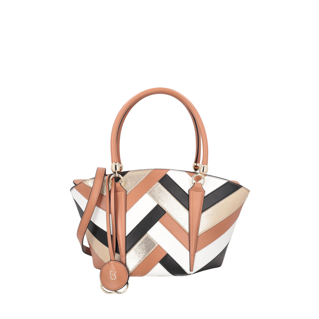 Athena leather handbag with multicolor color patch