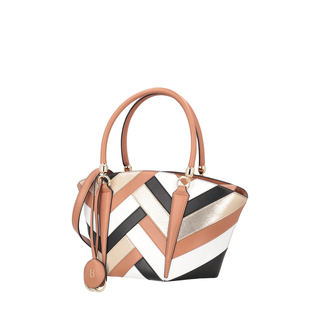 Athena leather handbag with multicolor color patch