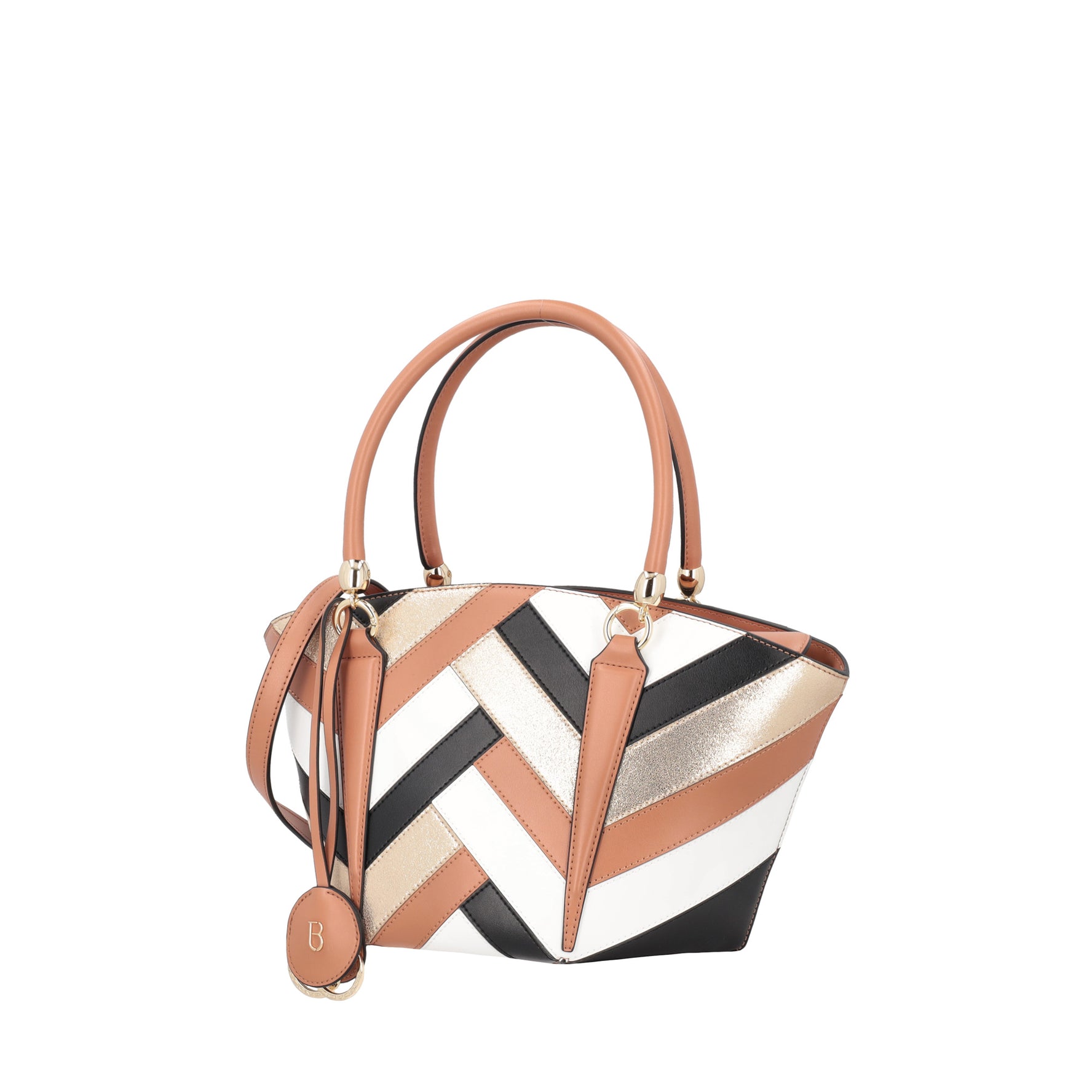 Athena leather handbag with multicolor color patch