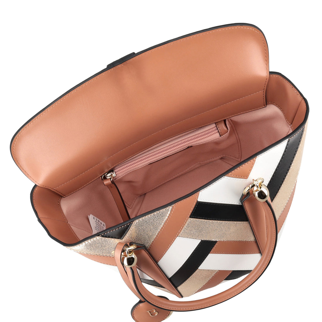 Athena leather handbag with multicolor color patch