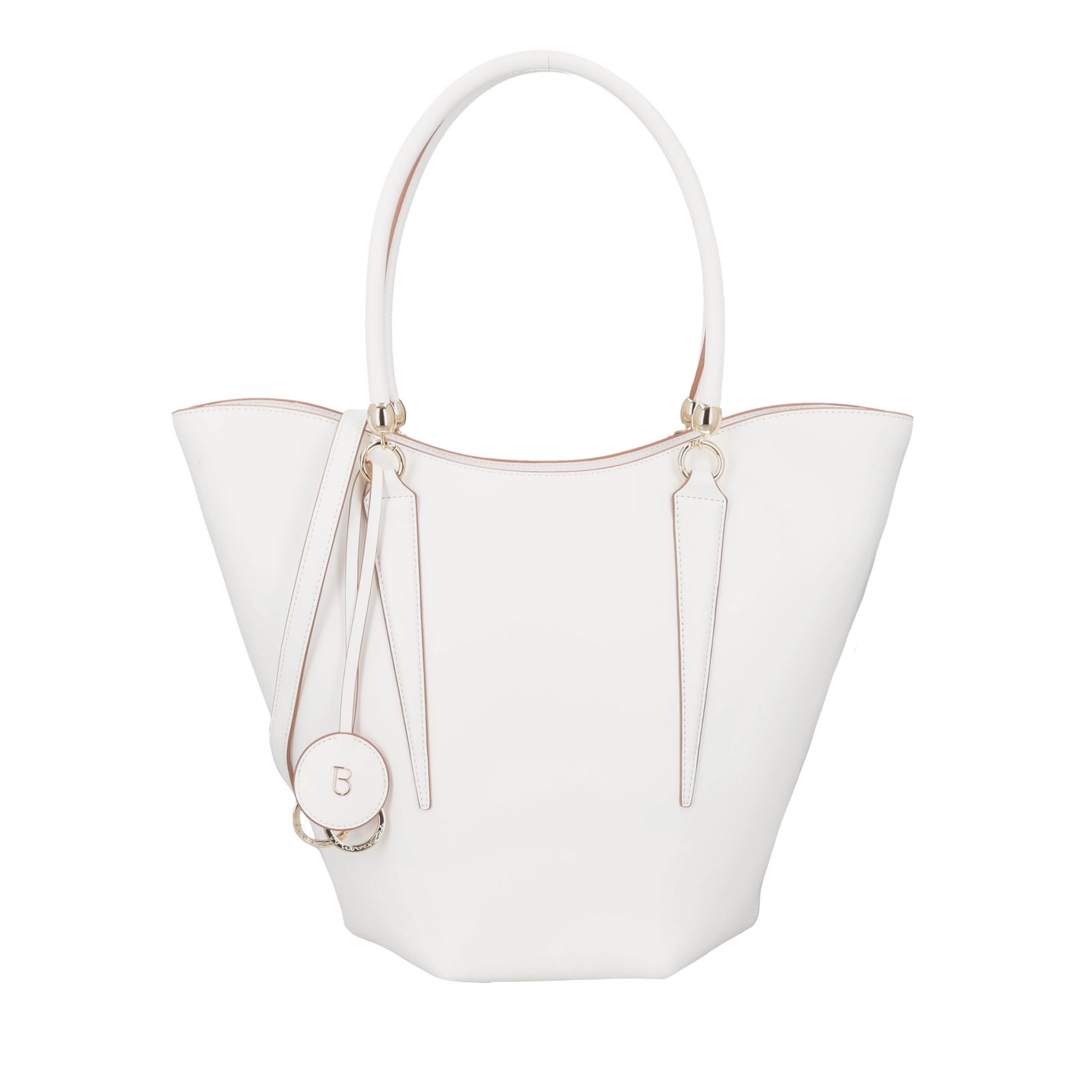 Shopping Athena in pelle con tracolla colore bianco