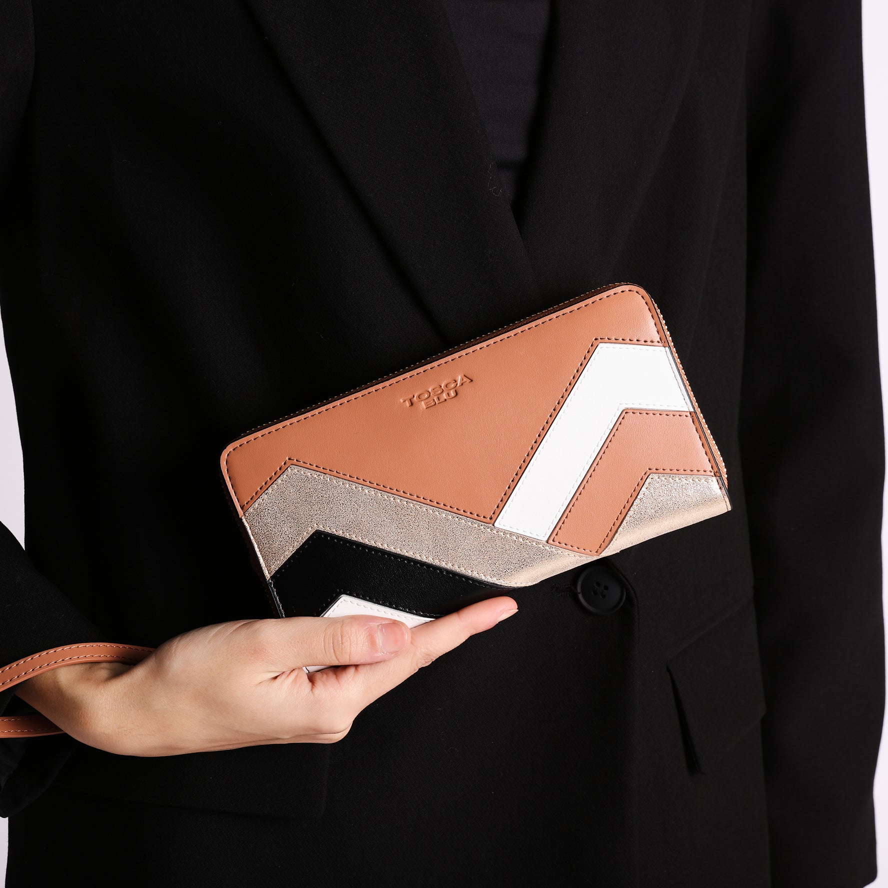 Athena zip around wallet in multicolor leather