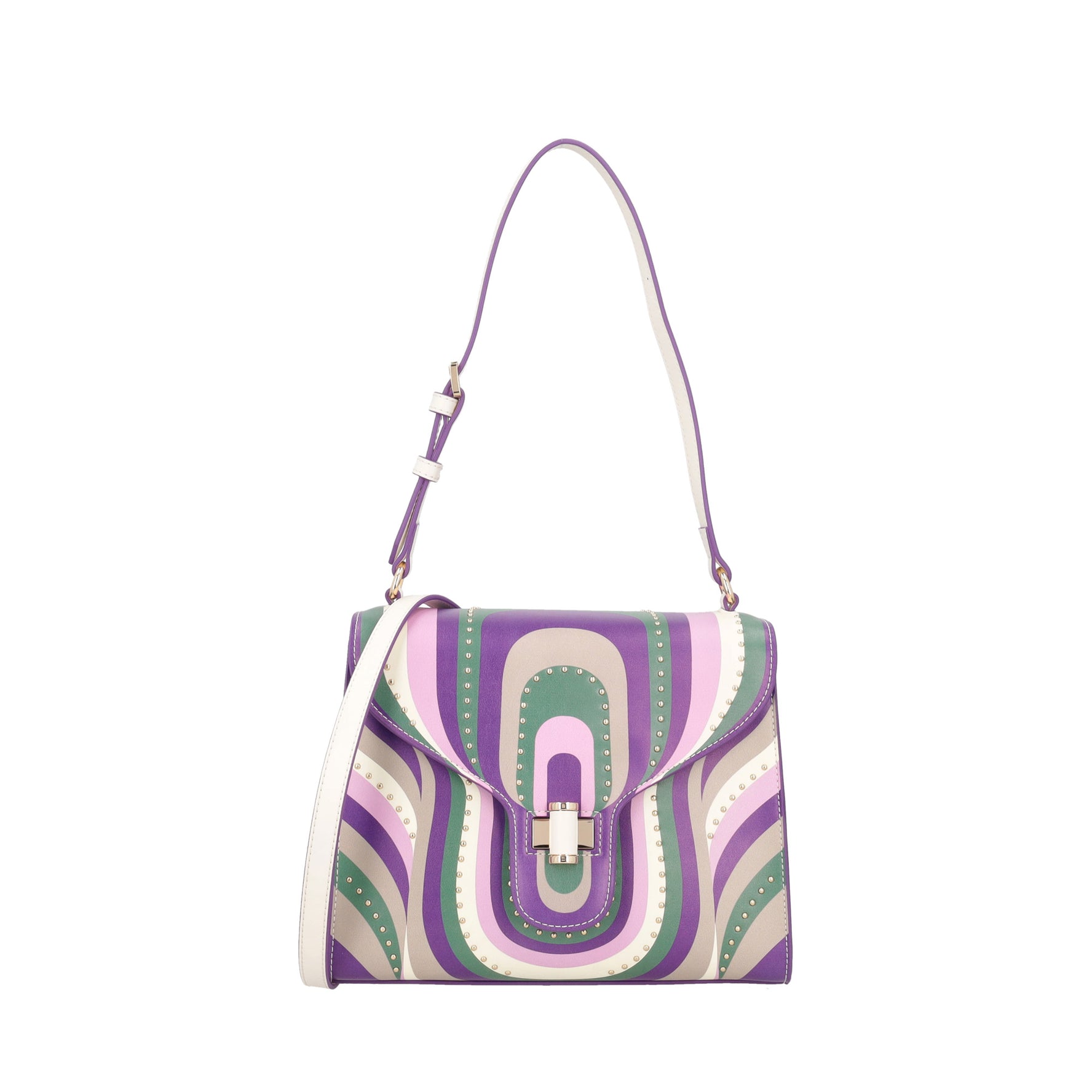 Borsa a spalla Gace in pelle con stampa colore viola