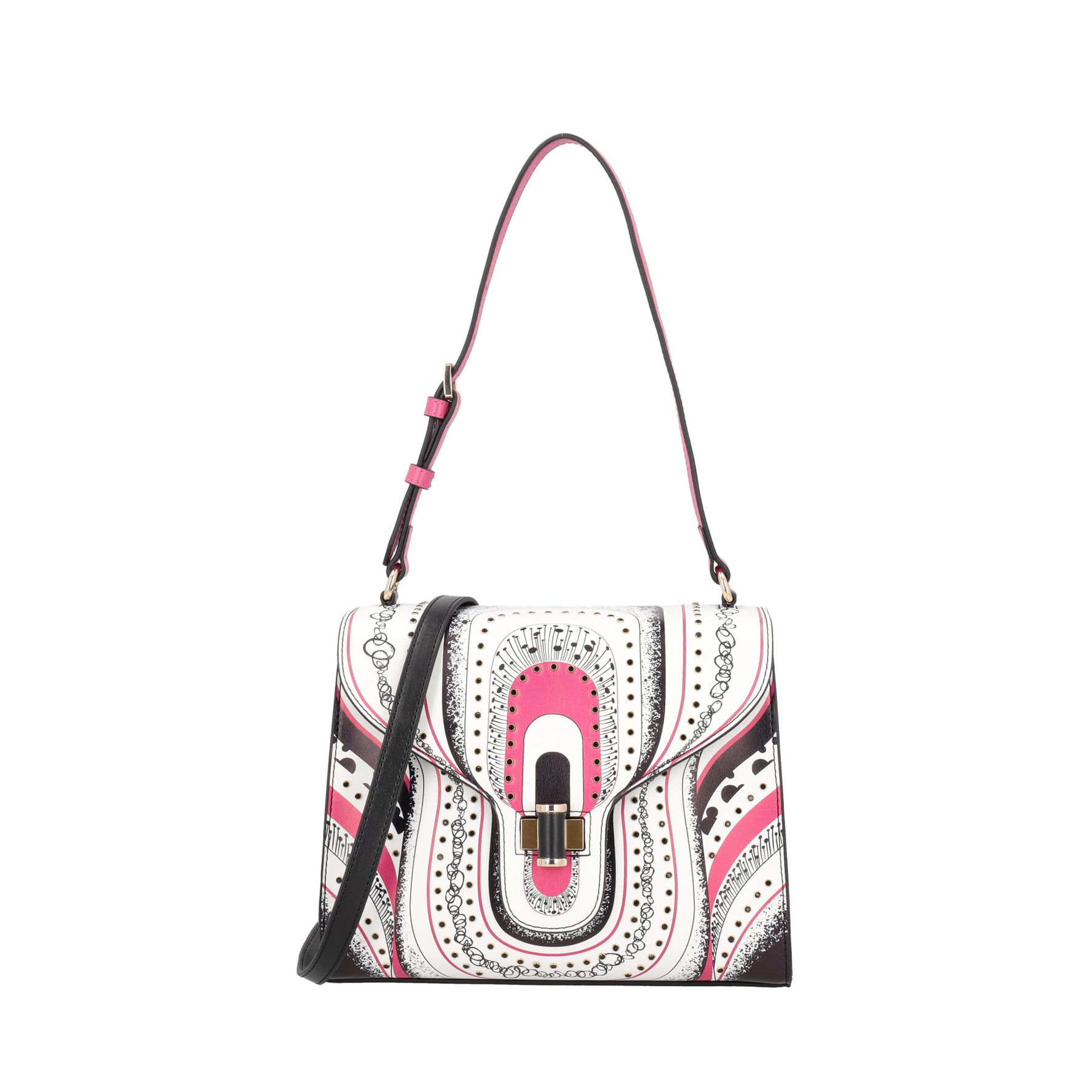 Borsa a spalla Grace con stampa e micro borchie colore multicolor