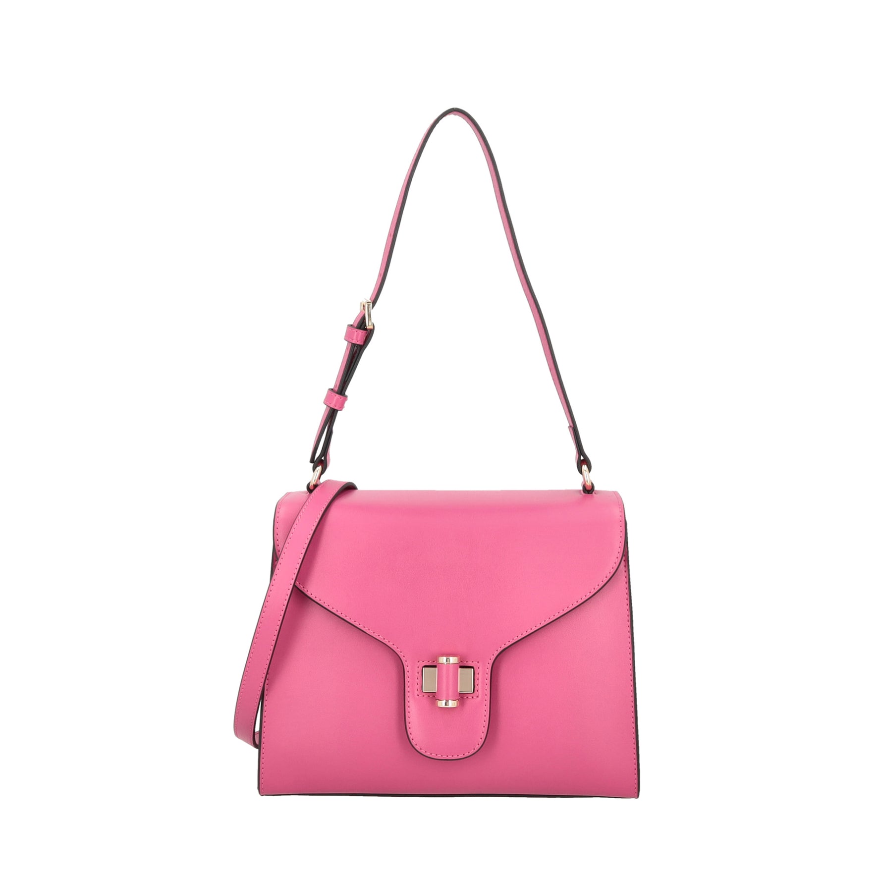 Borsa a spalla Grace in pelle con tracolla colore fucsia