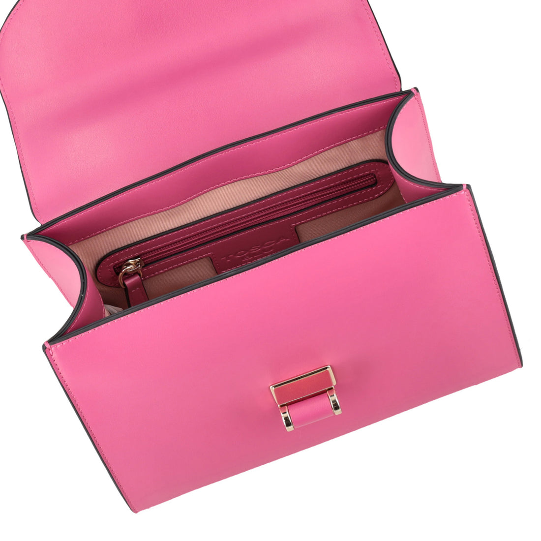 Borsa a spalla Grace in pelle con tracolla colore fucsia