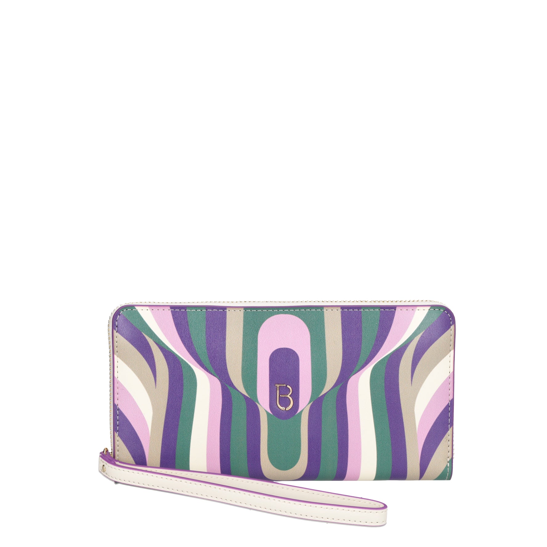 Grace zip around wallet in leather with purple print