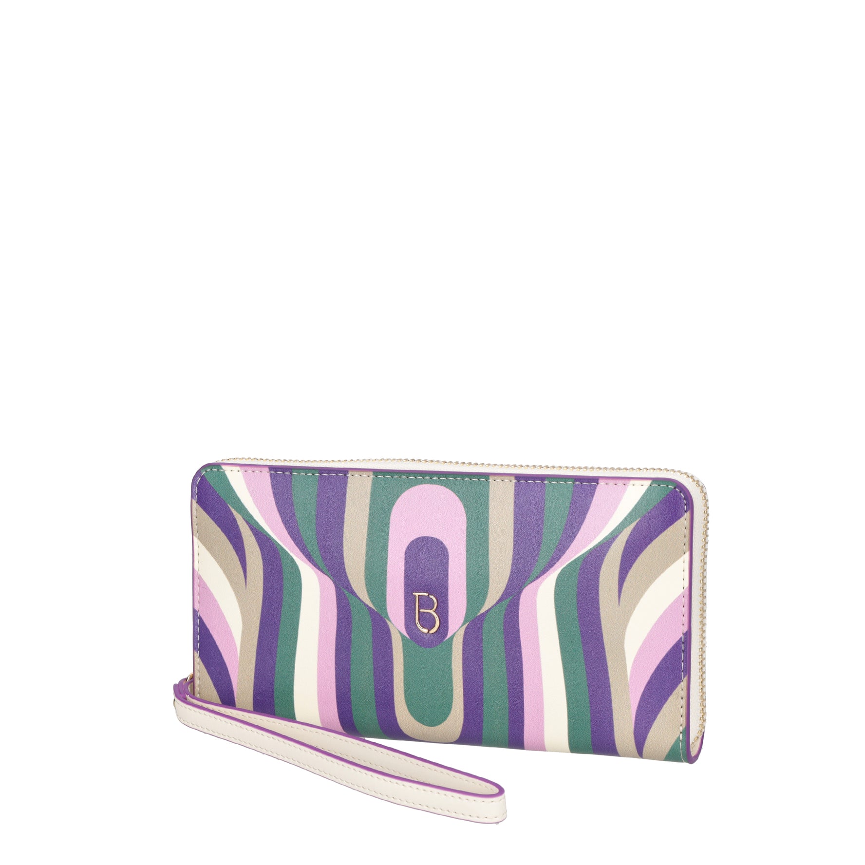Grace zip around wallet in leather with purple print