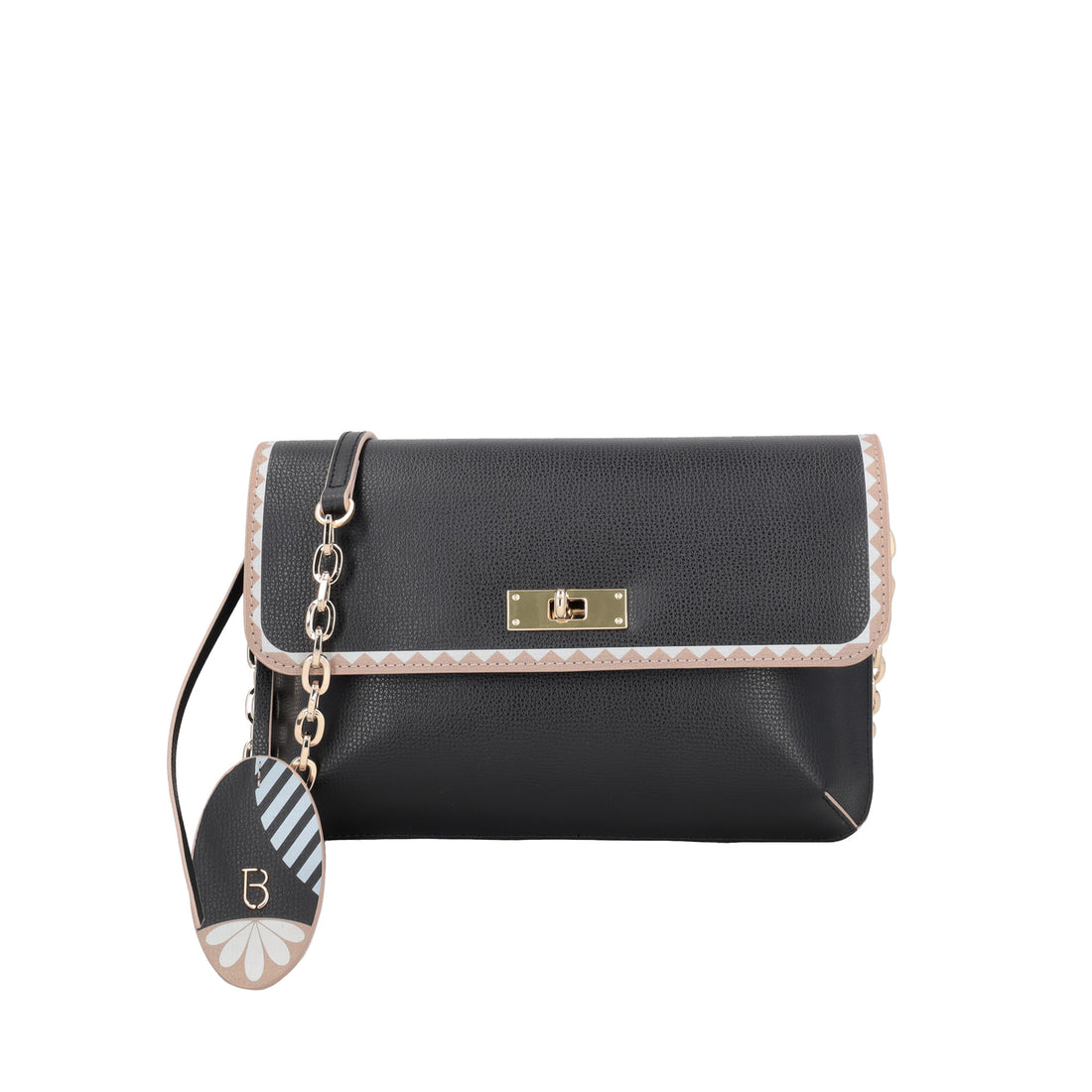 Blanca black leather shoulder bag