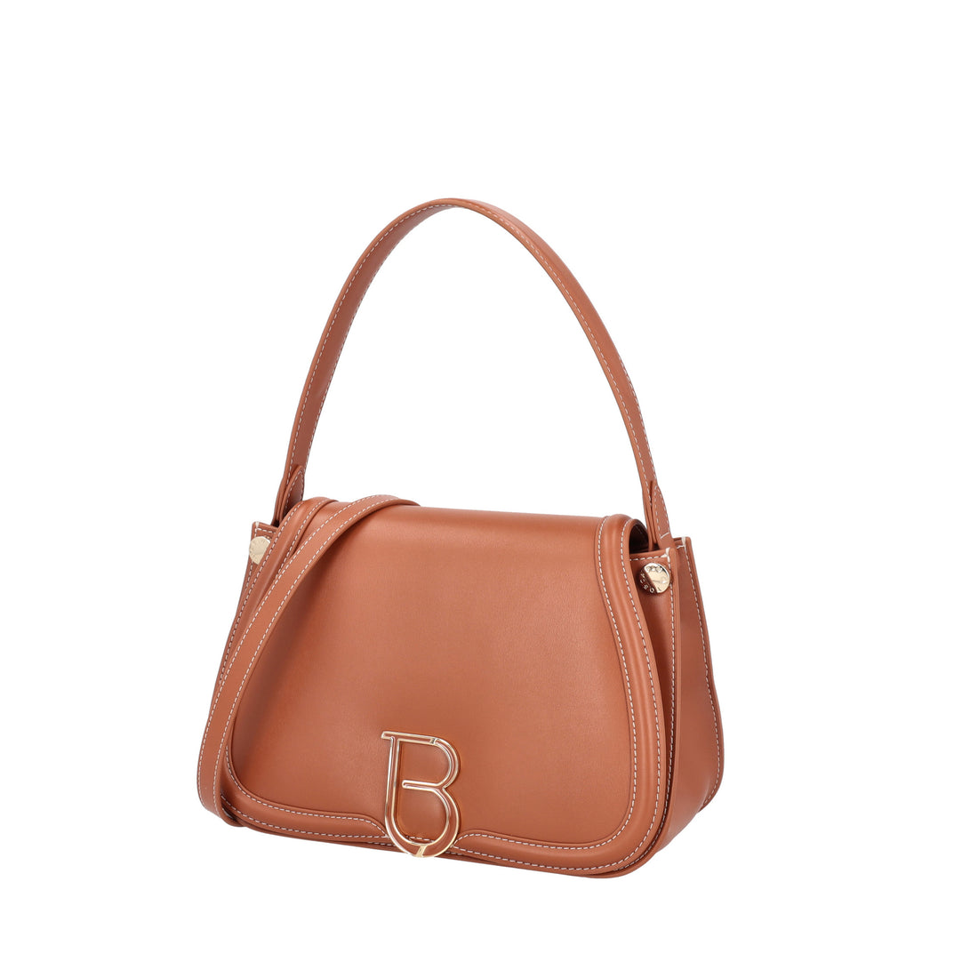 Borsa a spalla Margaret con logo colore cuoio